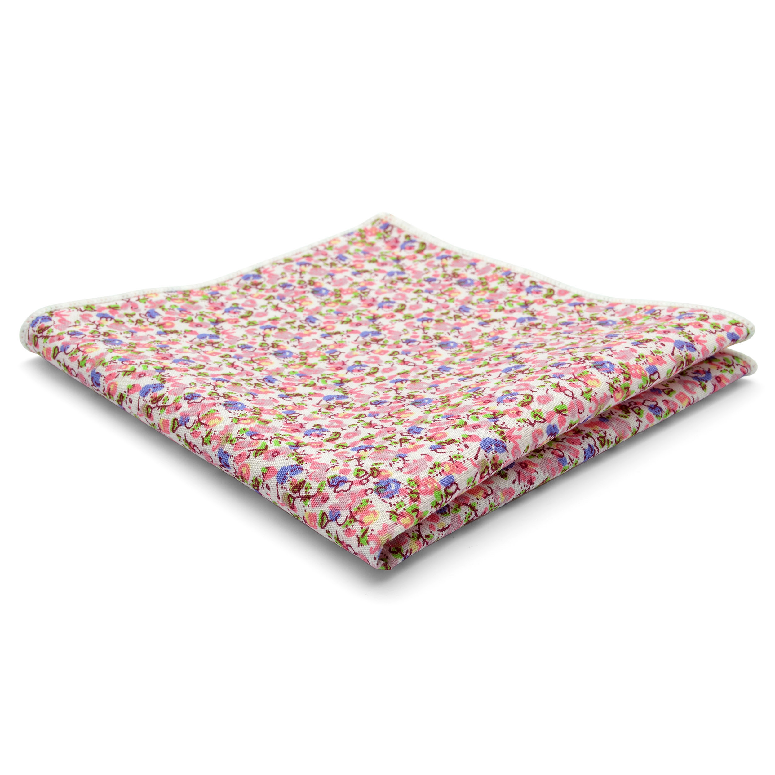 Rosa/Blått Abstrakt Bomull Lommetørkle - 1