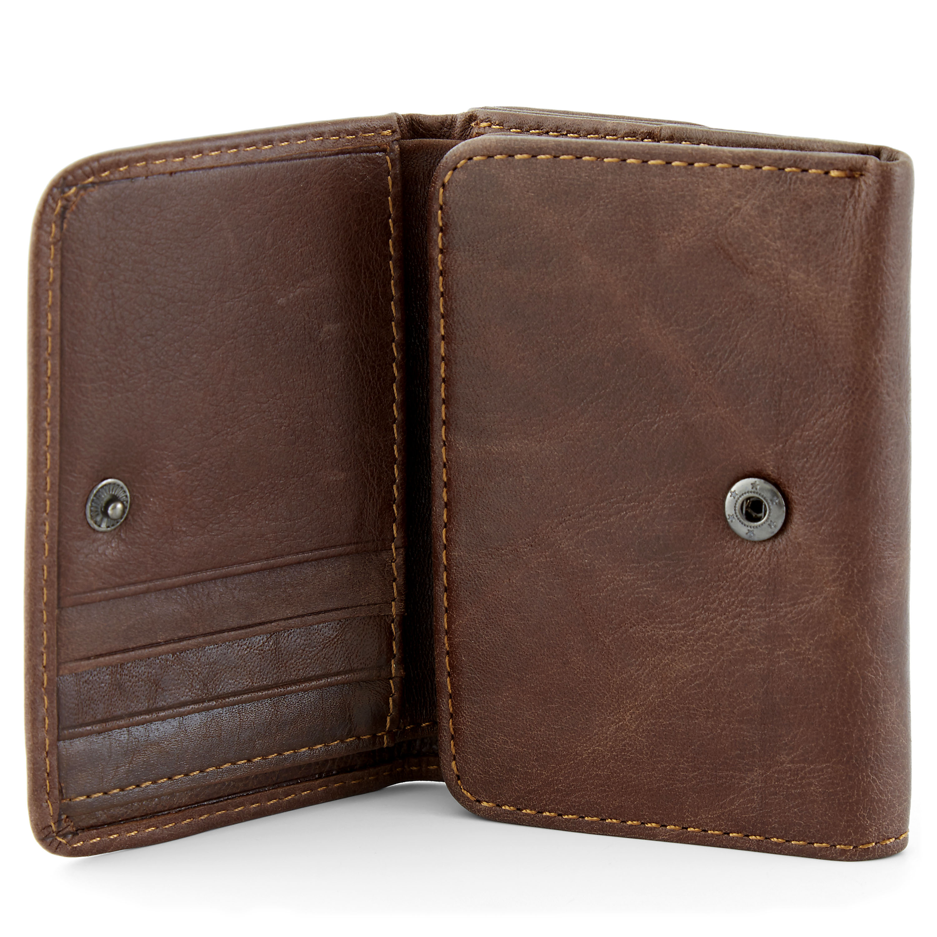 Brown Trifold Multi RFID Leather Wallet - 5