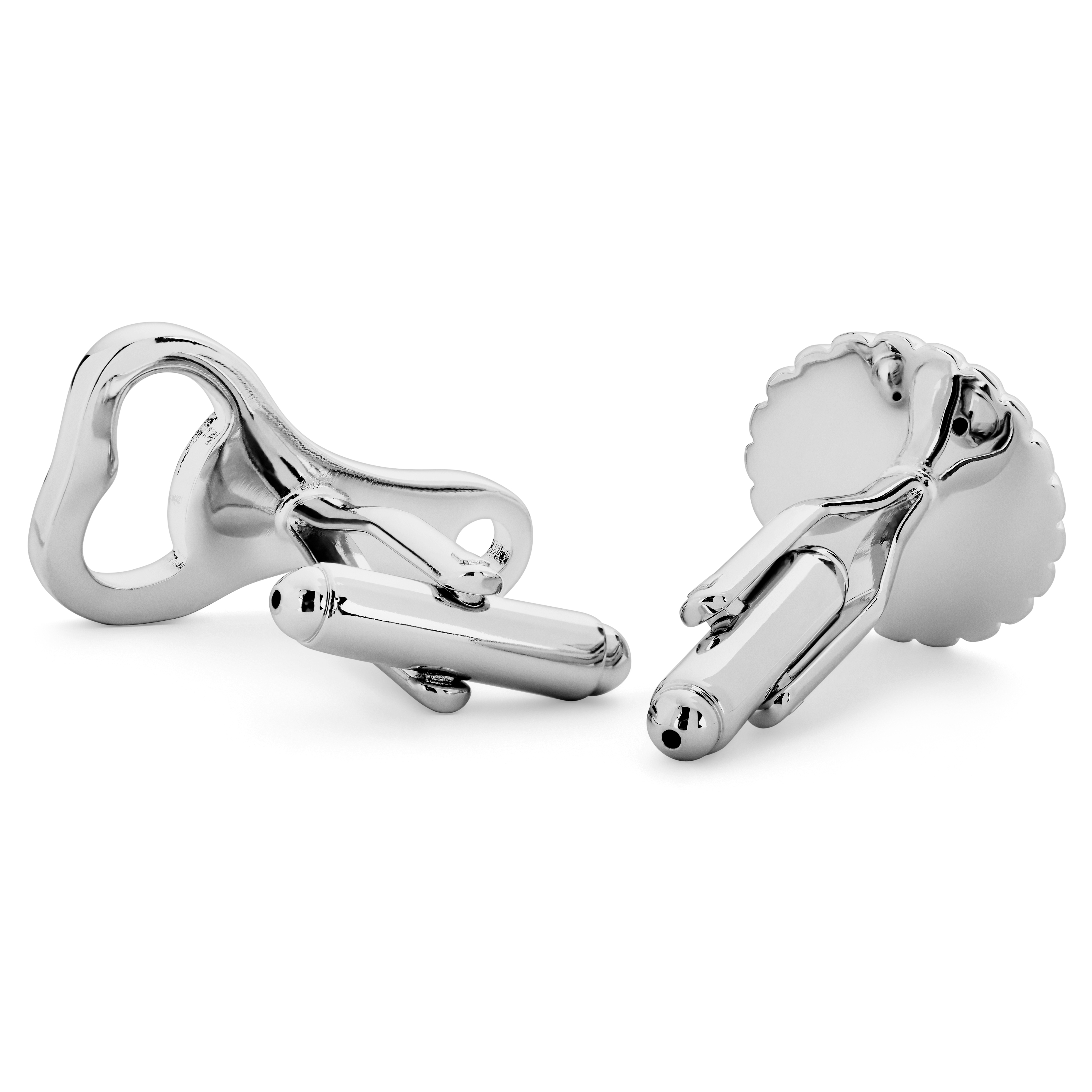 Flaviant | Boutons de manchette argentés - Bouchon et décapsuleur - 2