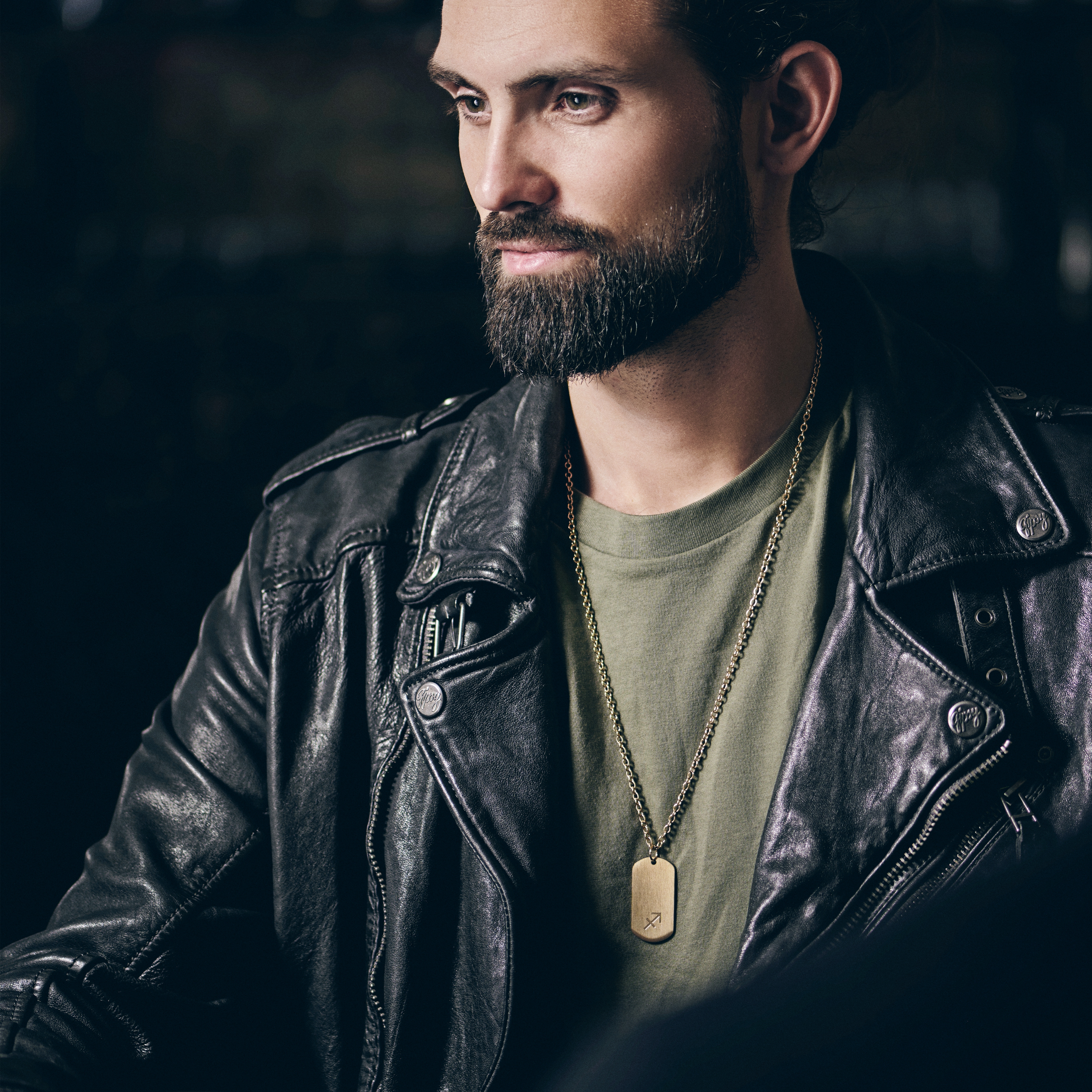 Oceľový náhrdelník s hviezdnym znamením Strelca v zlatej farbe - 4