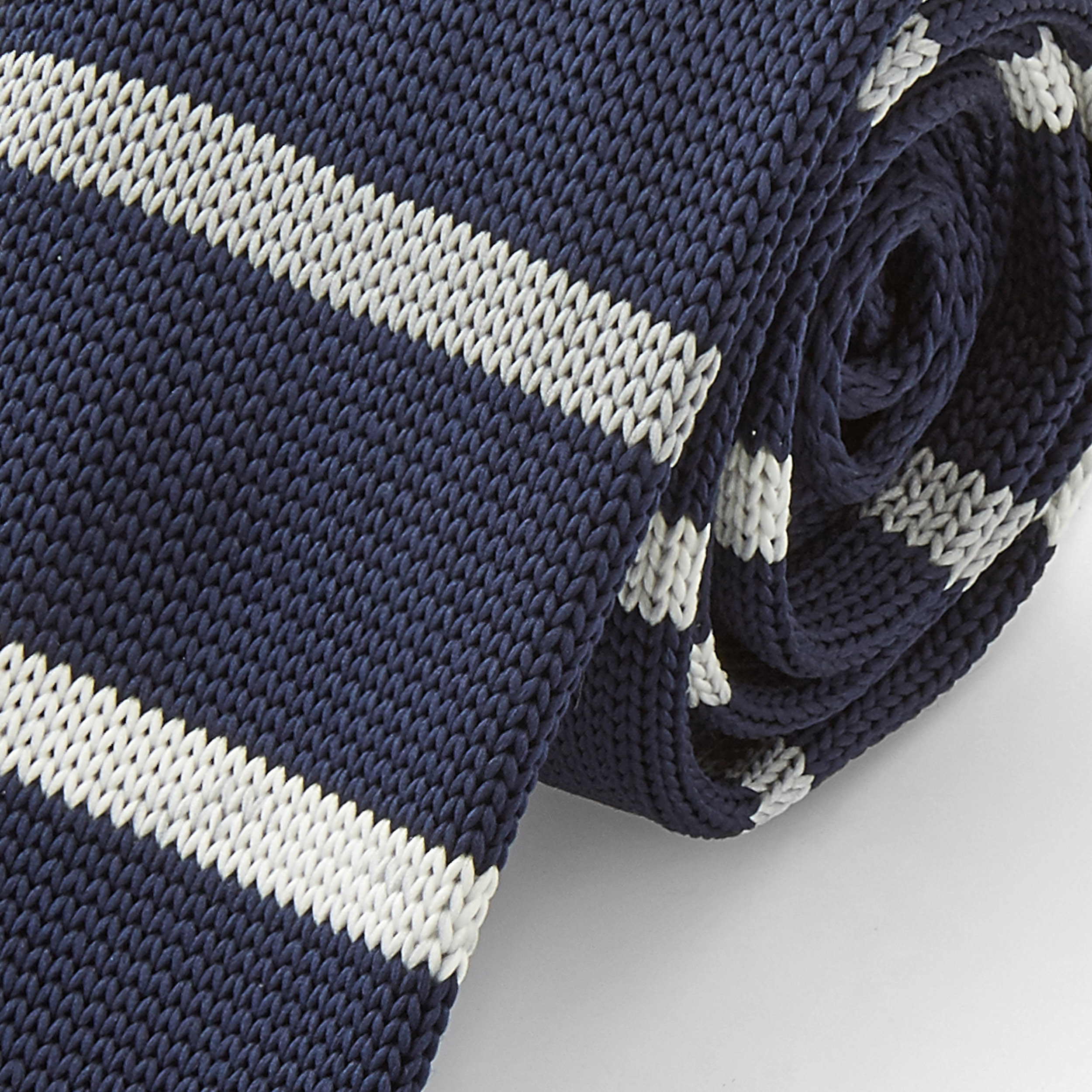Blue & White Knitted Tie - 2