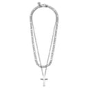 Silver-tone Cross and Figaro Chain Layering Set Silver-tone Cross and Figaro Chain Layering Set