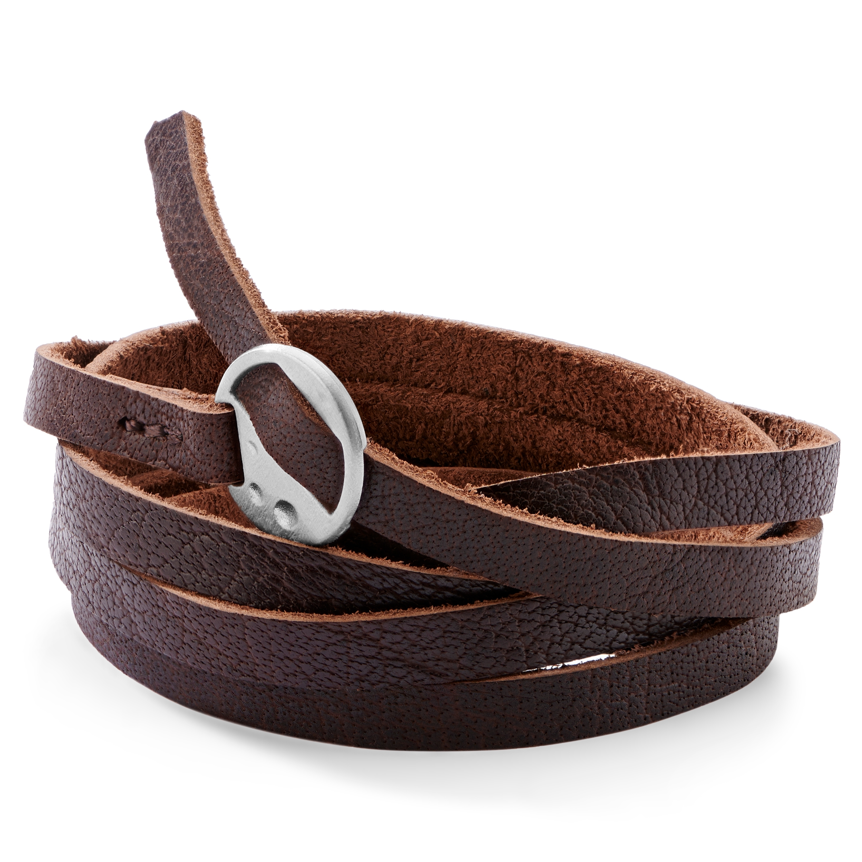 Gladius | Bracciale da avvolgere in pelle di bufalo pieno fiore marrone - 4