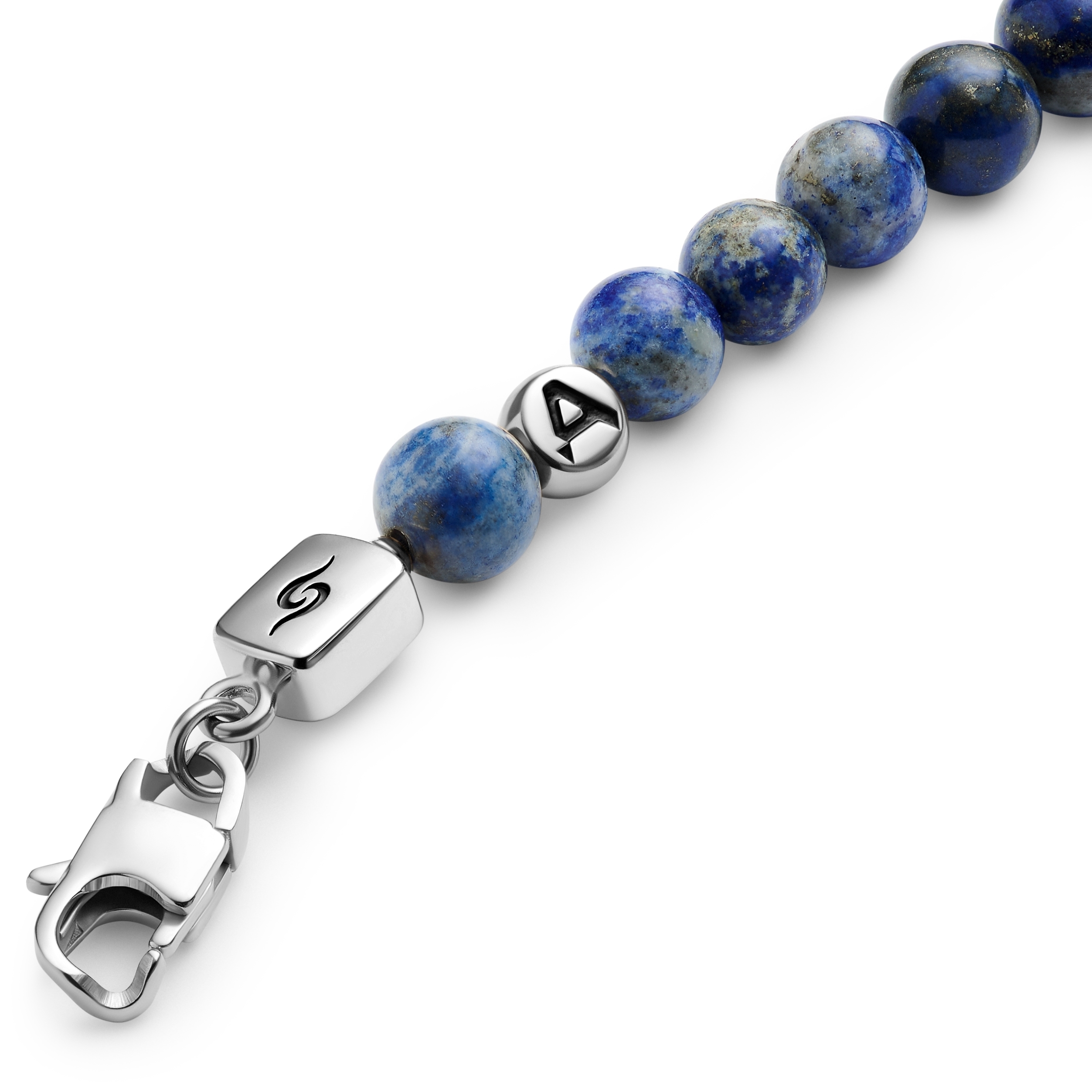Rico | Bracelet en lapis-lazuli avec tête de mort en acier inoxydable argenté - 3