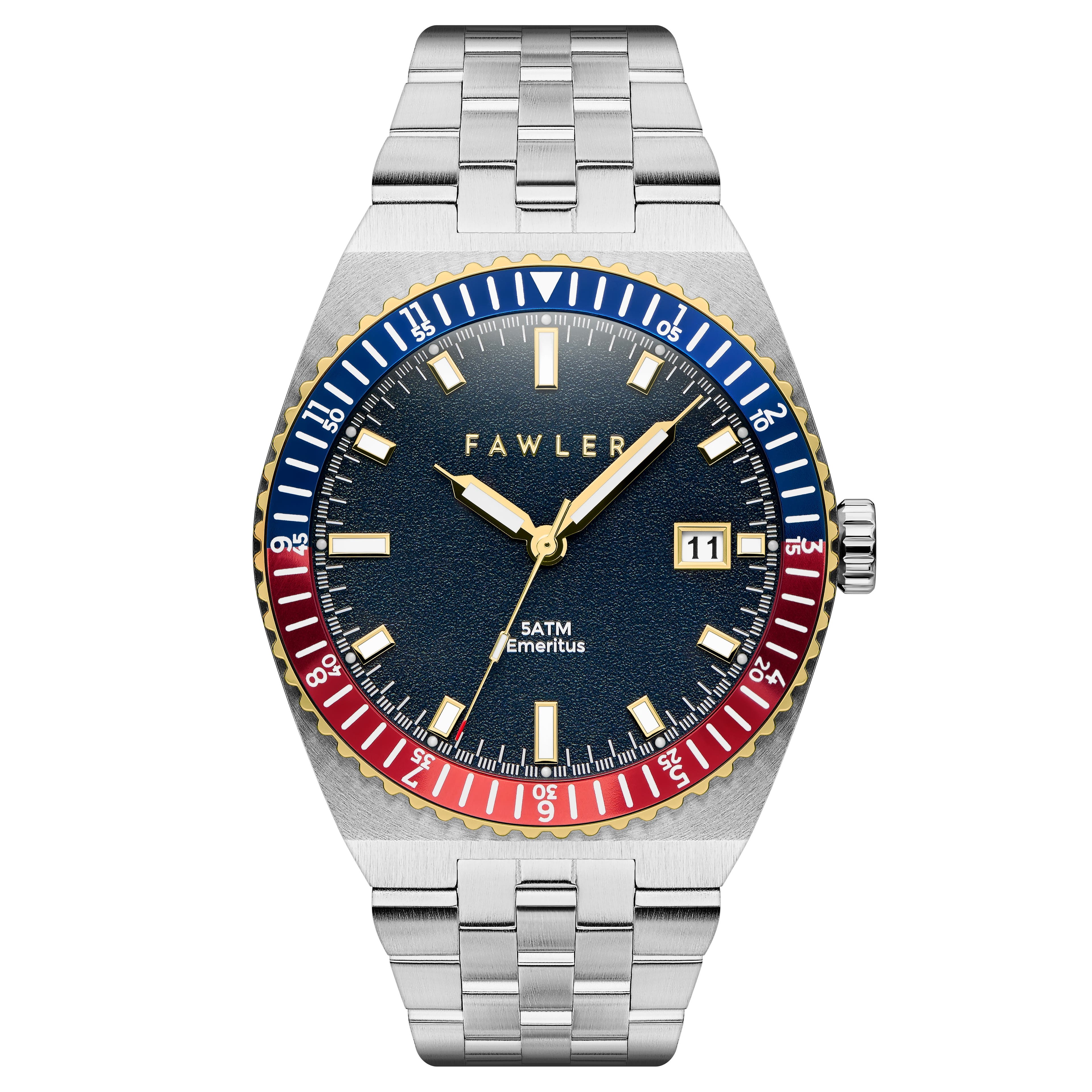 Emeritus | Gold-tone Blue and Red Bezel Stainless Steel Watch