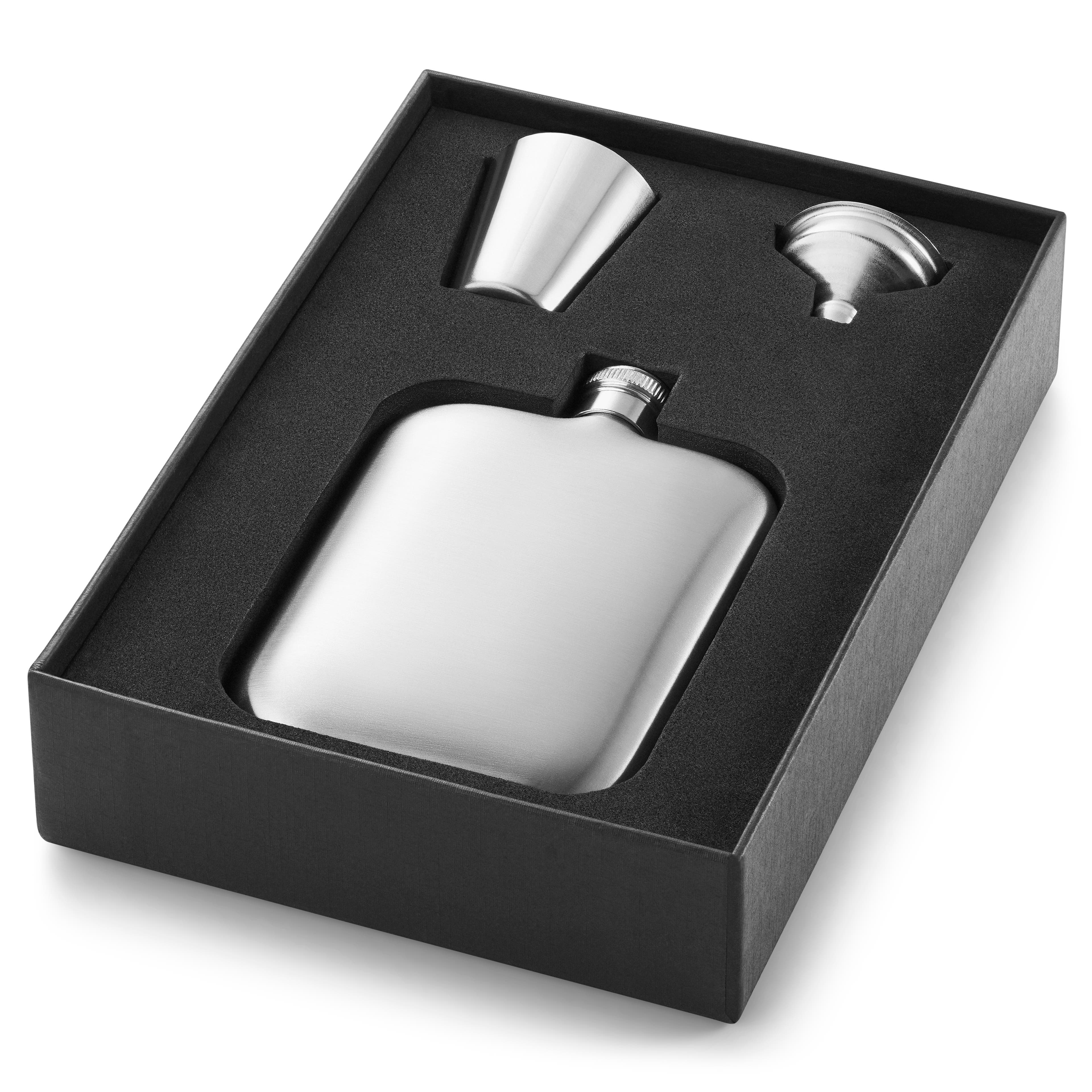 Stainless Steel Hip Flask and Shot Glass Set
