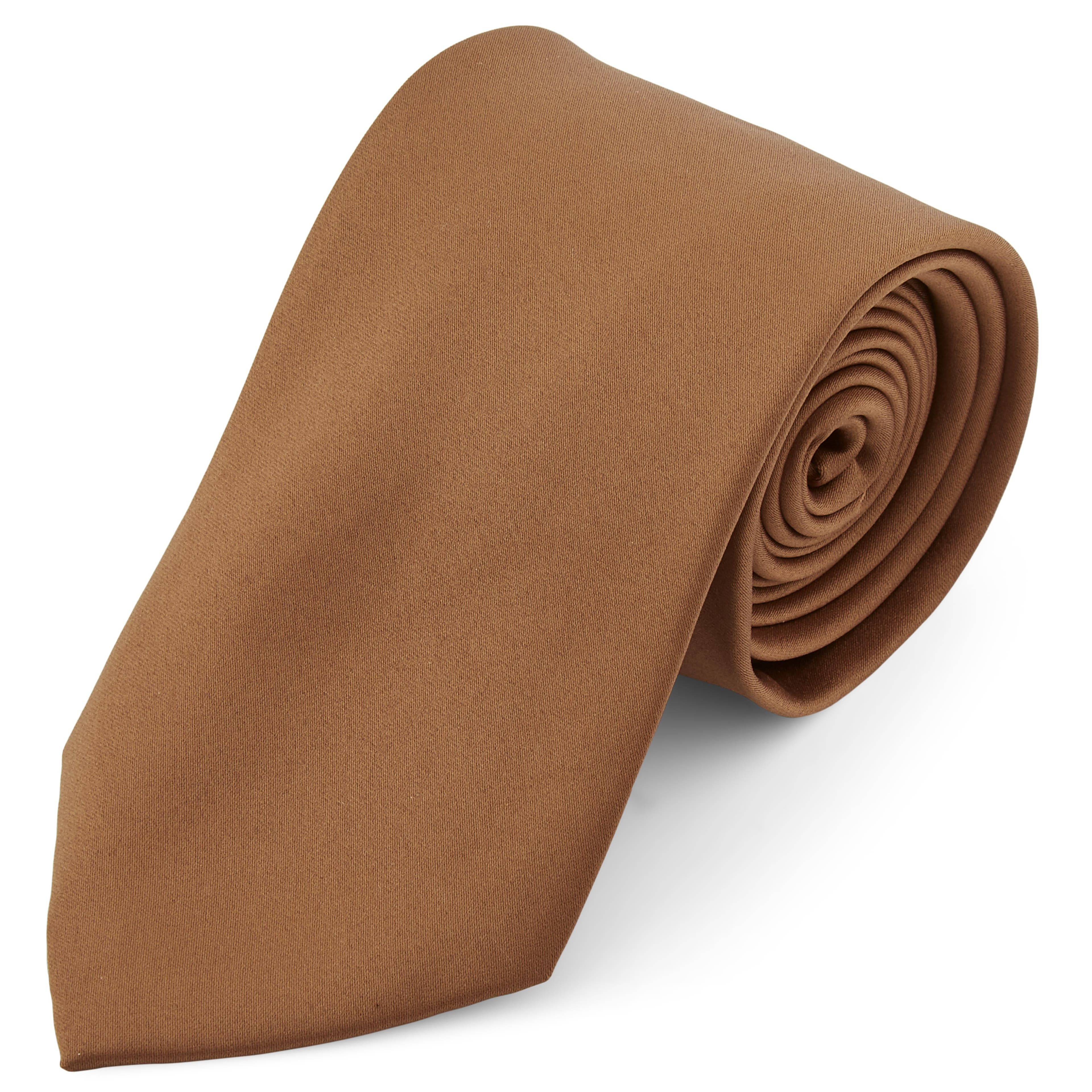 Едноцветна светлокафява вратовръзка 8 см 