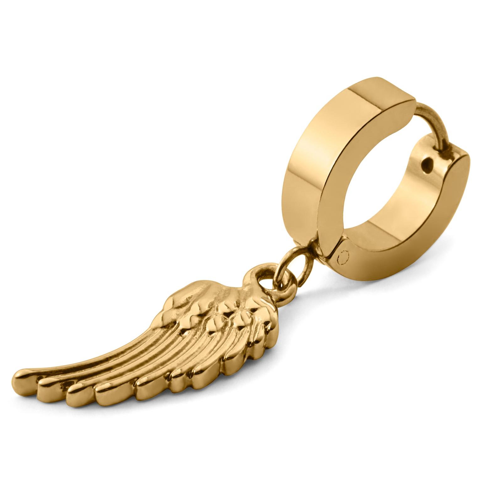 Floyd Gold-tone Wing Pendant Hoop Earring Floyd Gold-tone Wing Pendant Hoop Earring