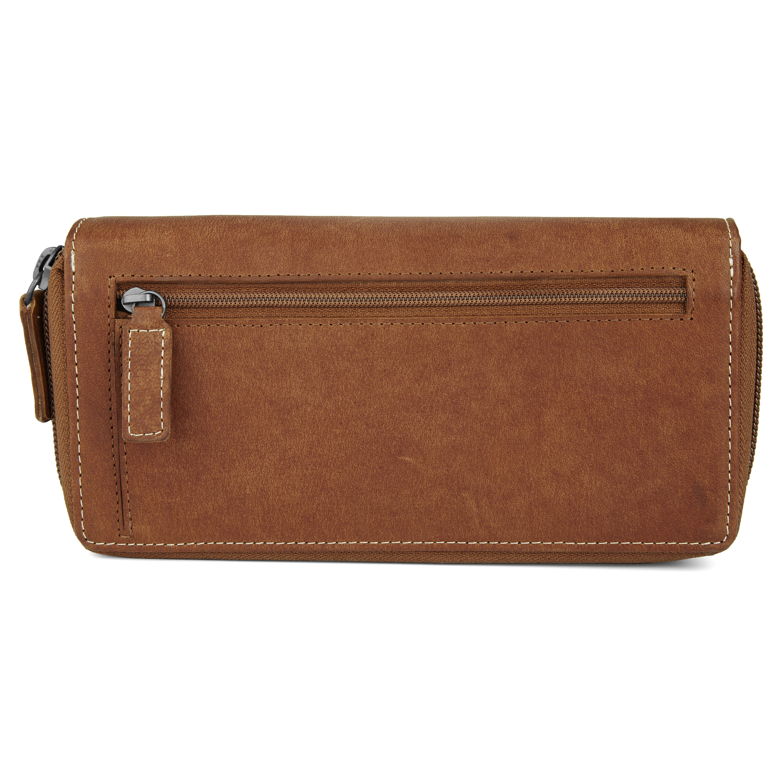 Cartera estilo acordeón de cuero canela Oxford - 4