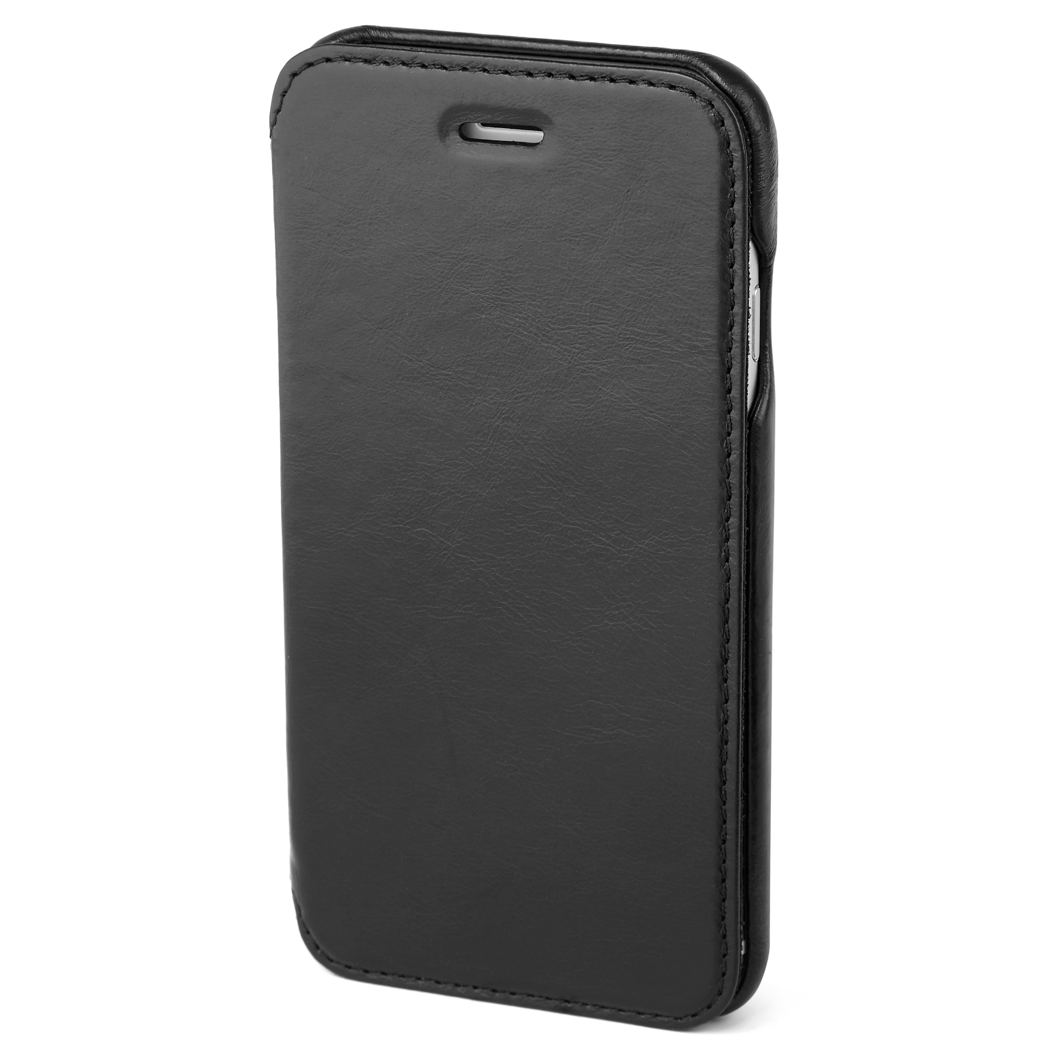 iPhone 6 Black Leather Flip Case - 3