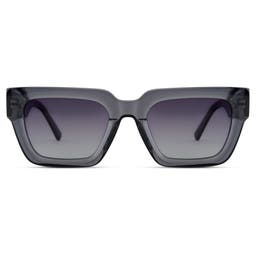 Occasus | Gafas de sol polarizadas cuadradas de estilo retro en gris claro transparentes