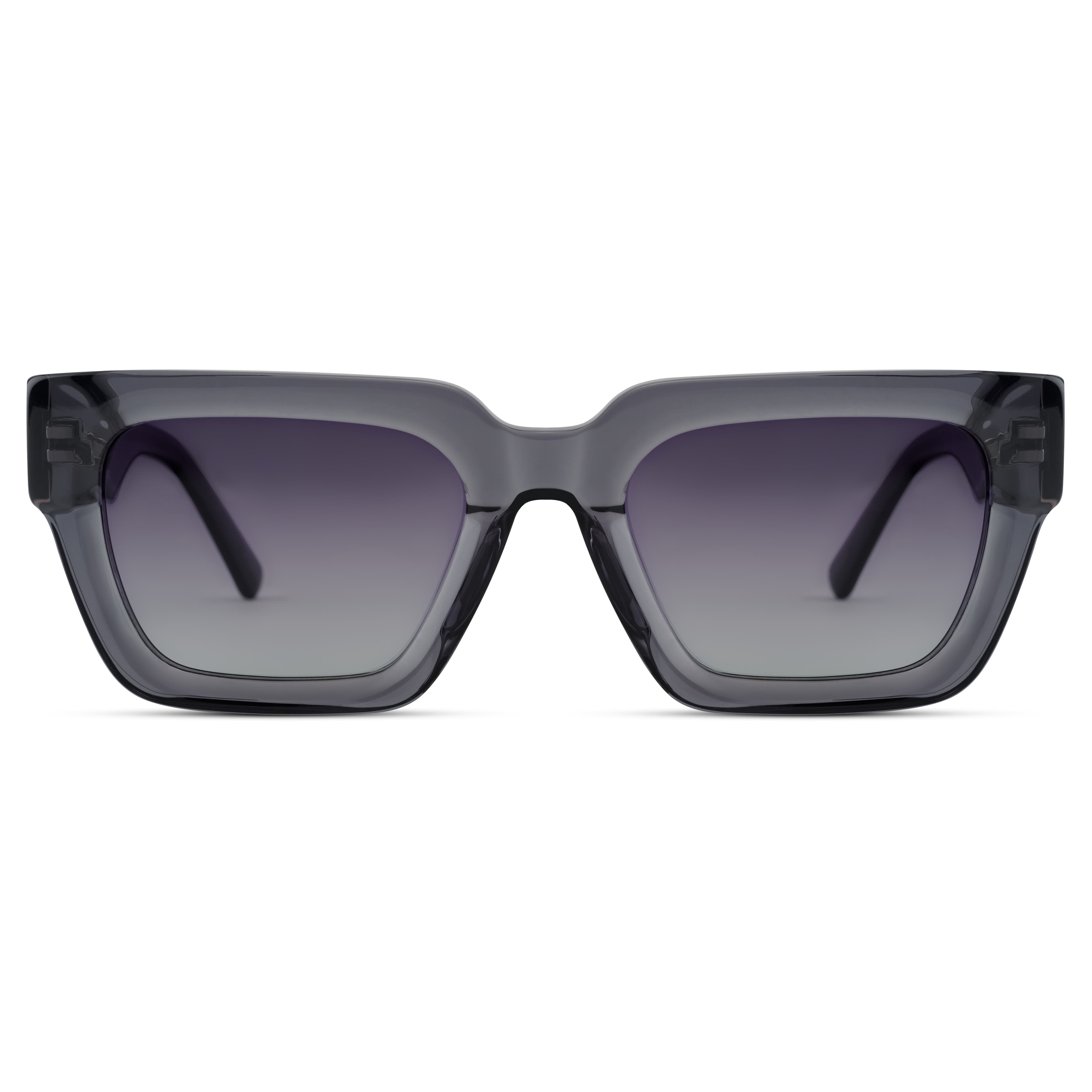 Occasus | Gafas de sol polarizadas cuadradas de estilo retro en gris claro transparentes
