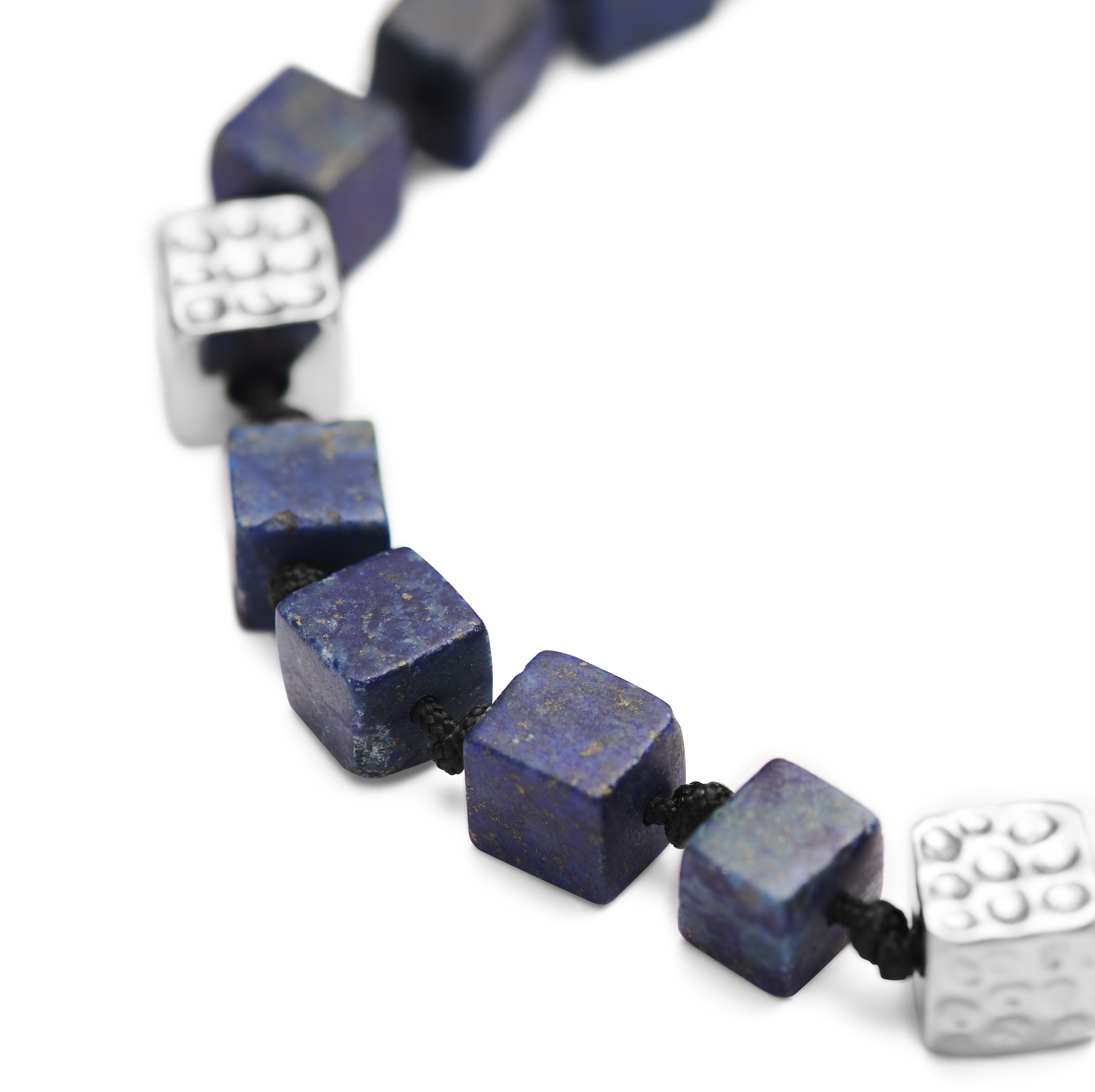 Orphic | Srebrzysta bransoletka stalowa z lapis lazuli - 10