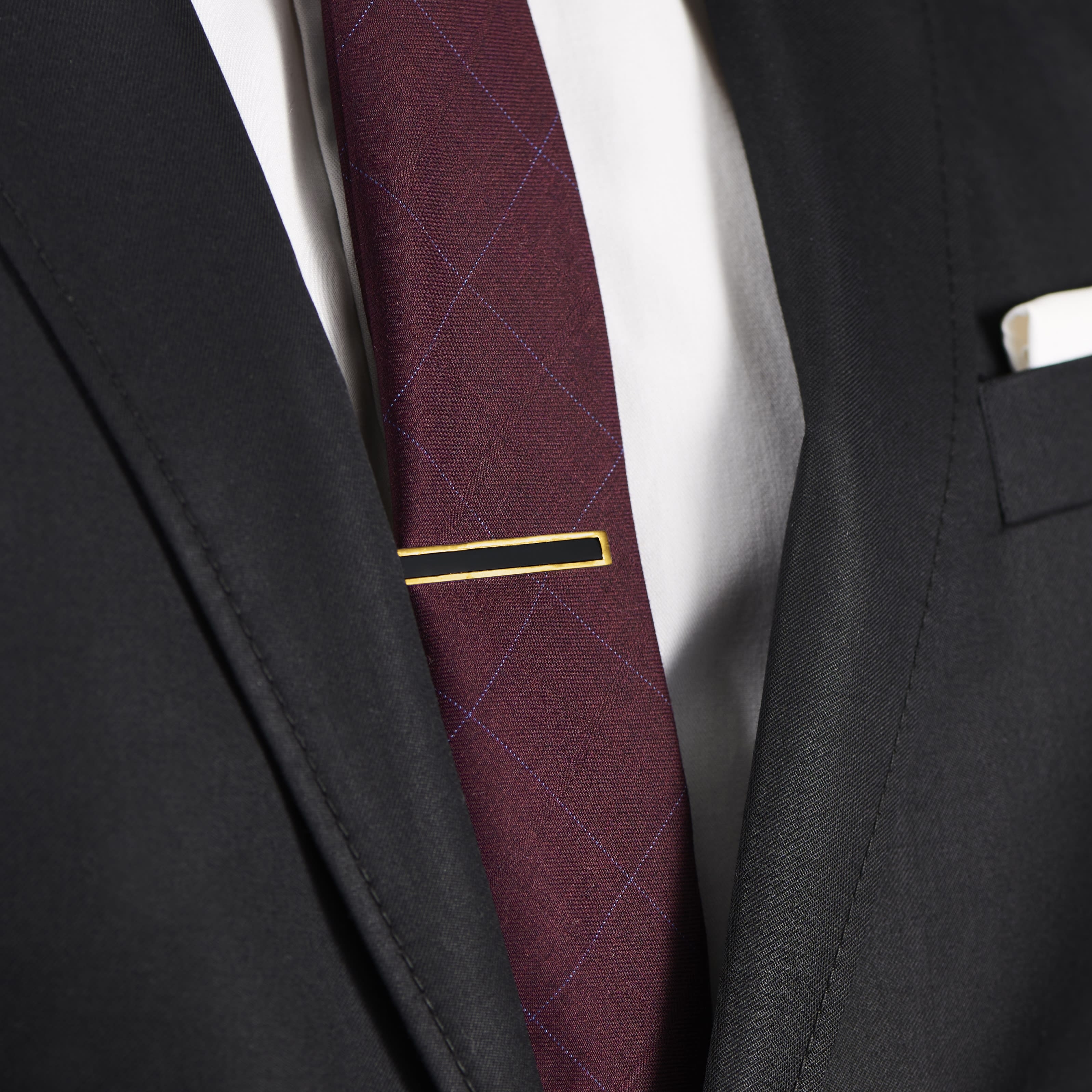 Fermacravatta dorato con intarsio nero in argento 925 - 4