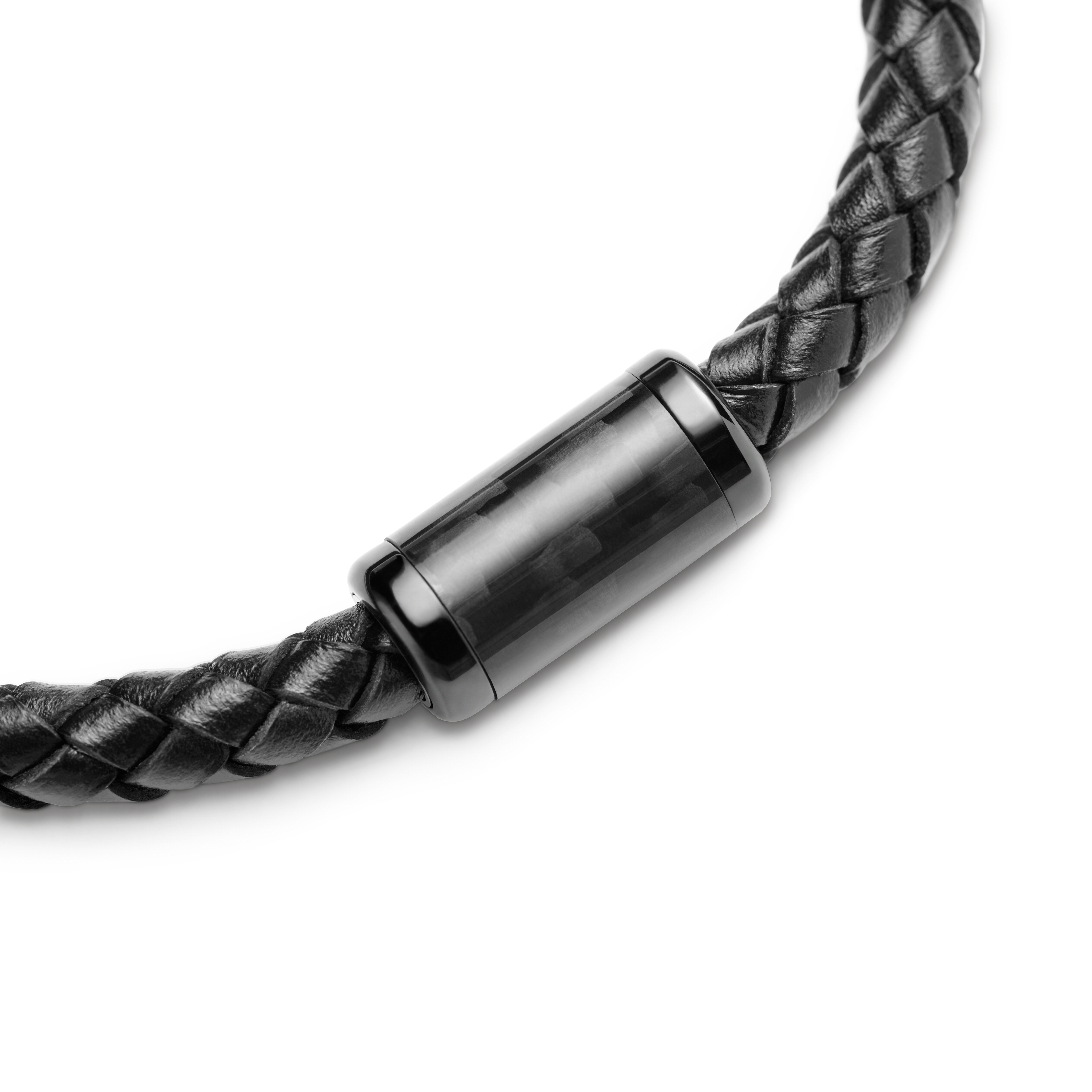 Panther | Black Carbon Fibre Leather Bracelet - 3
