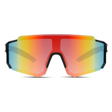 Schwarz & orange Sport Sonnenbrille mit umschließendem Rahmen




