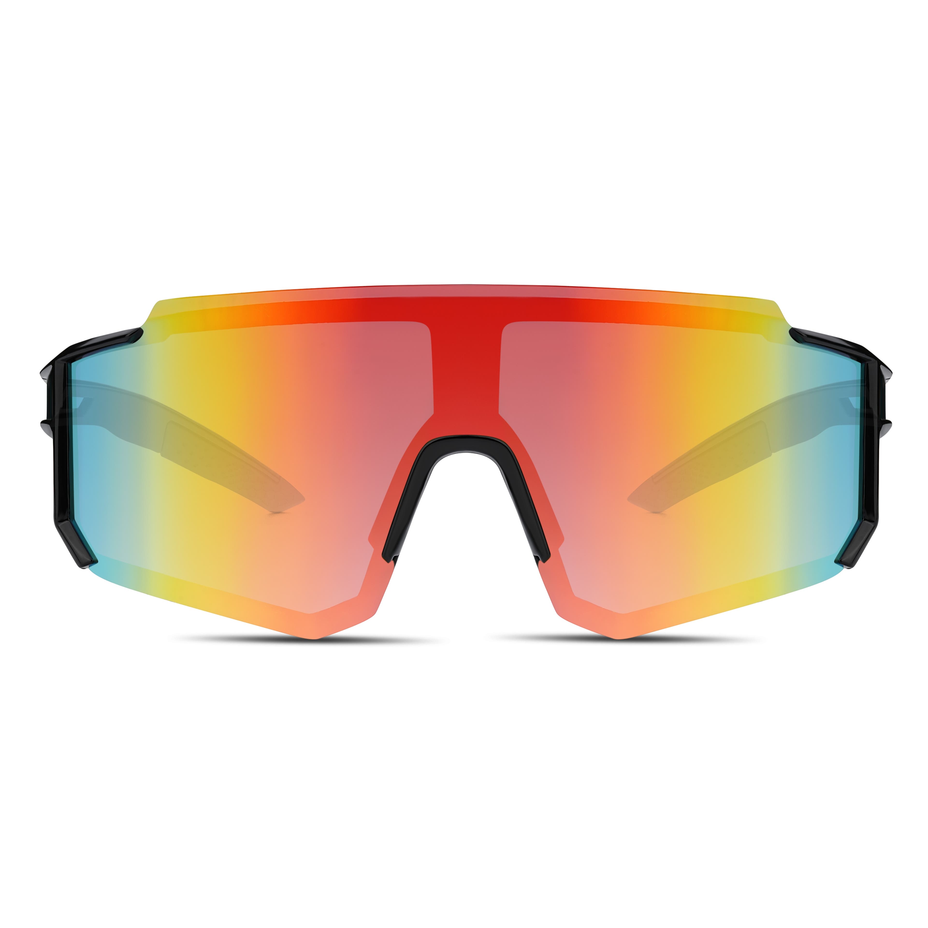 Czarno-pomarańczowe sportowe okulary przeciwsłoneczne wraparound
