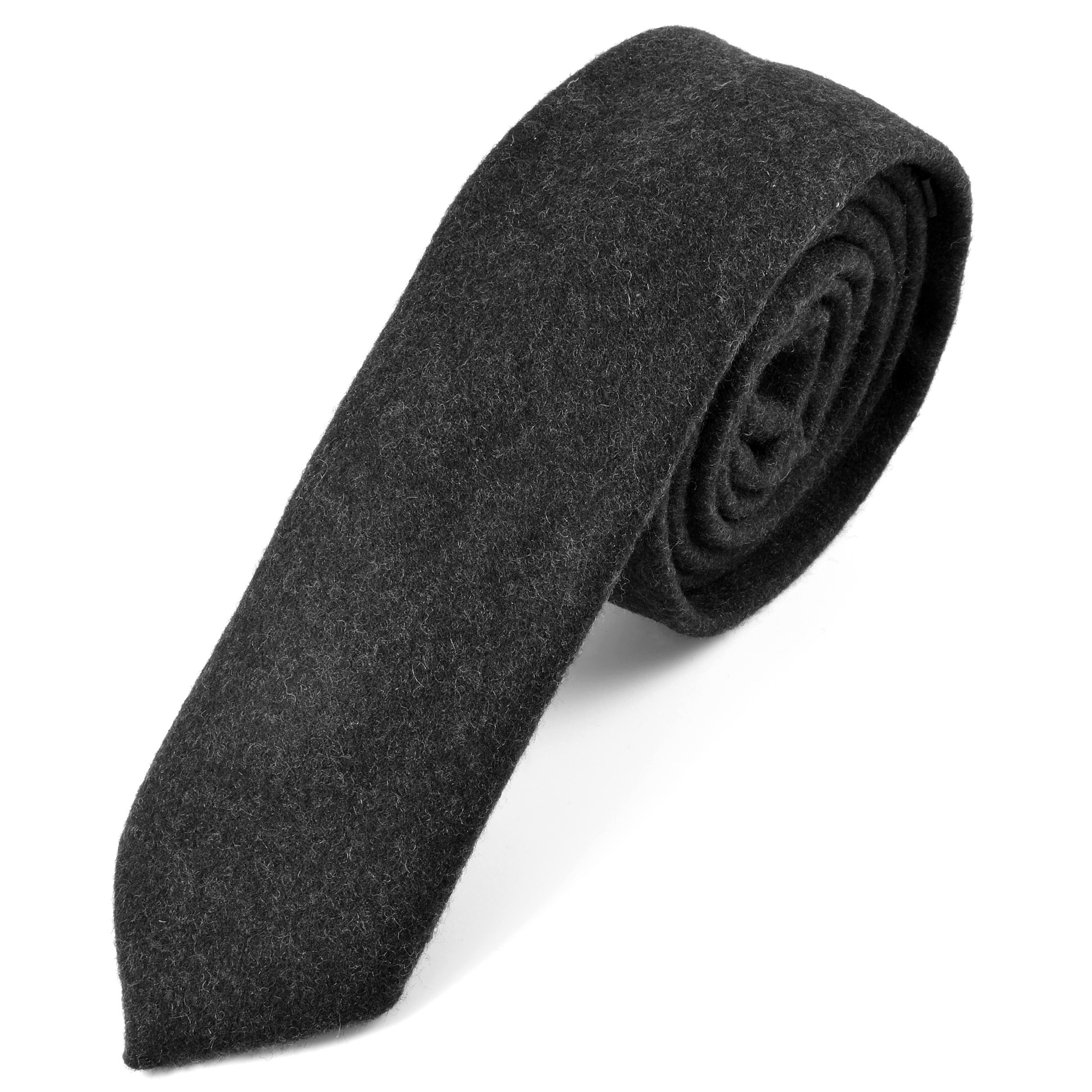 Raw Handmade Dark Gray Wool Tie