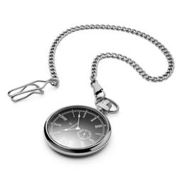 Time Keeper | Silver-Tone Stainless Steel Pocket Watch With Black Dial