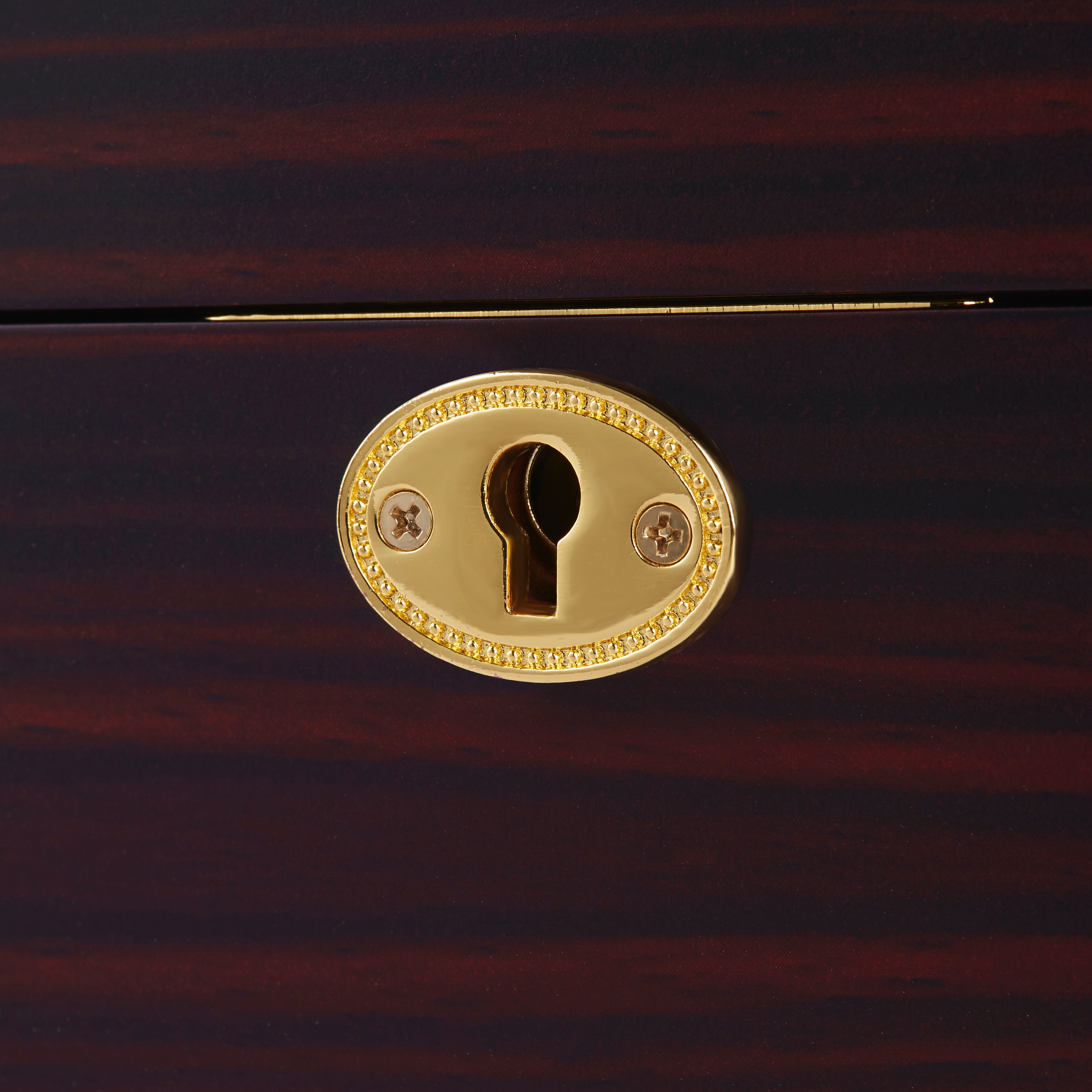 Lockable Gold-Tone & Ebony Wood Watch Case - 6 Watches - 5