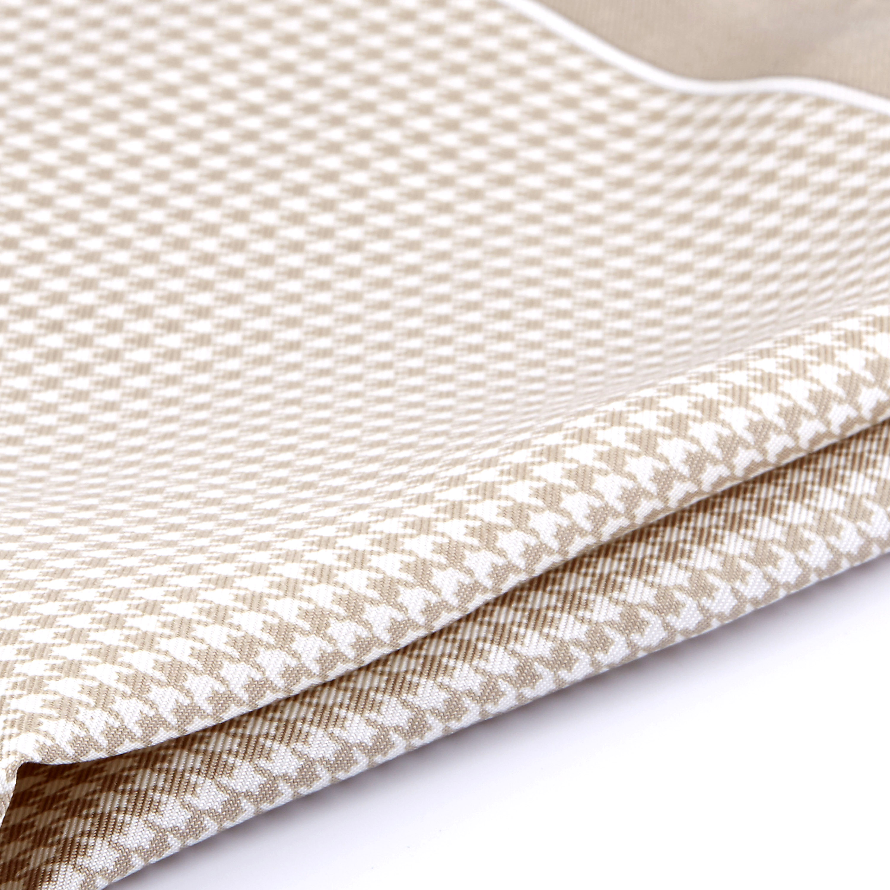 Gold & Beige Patterned Silk Pocket Square - 2