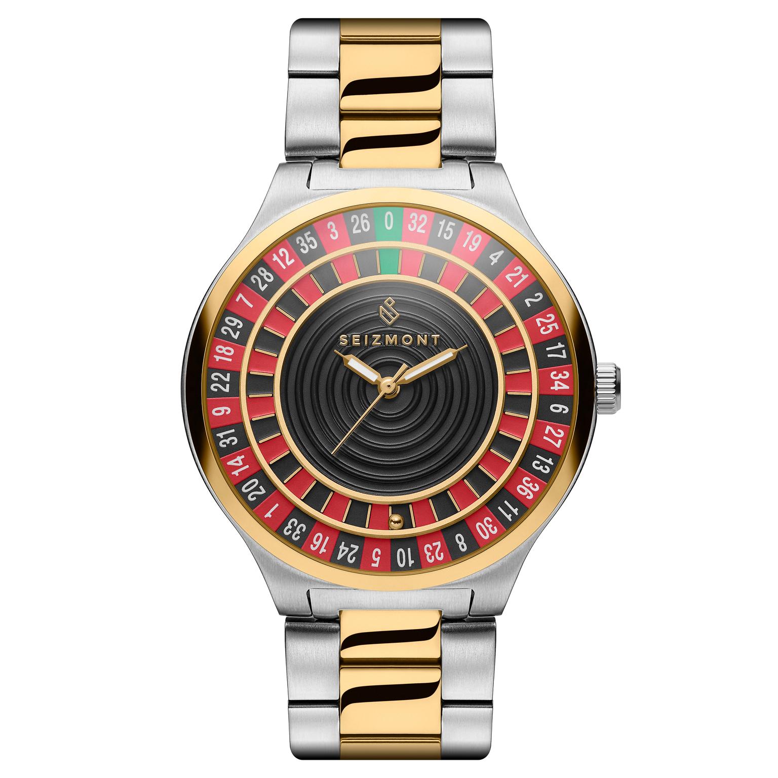Ace | Relógio estilo roleta em aço inoxidável tom prata e dourado com movimento de quartzo Ace | Relógio estilo roleta em aço inoxidável tom prata e dourado com movimento de quartzo