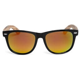 Verspiegelte Zebraholz Sonnenbrille In Schwarz & Rot
