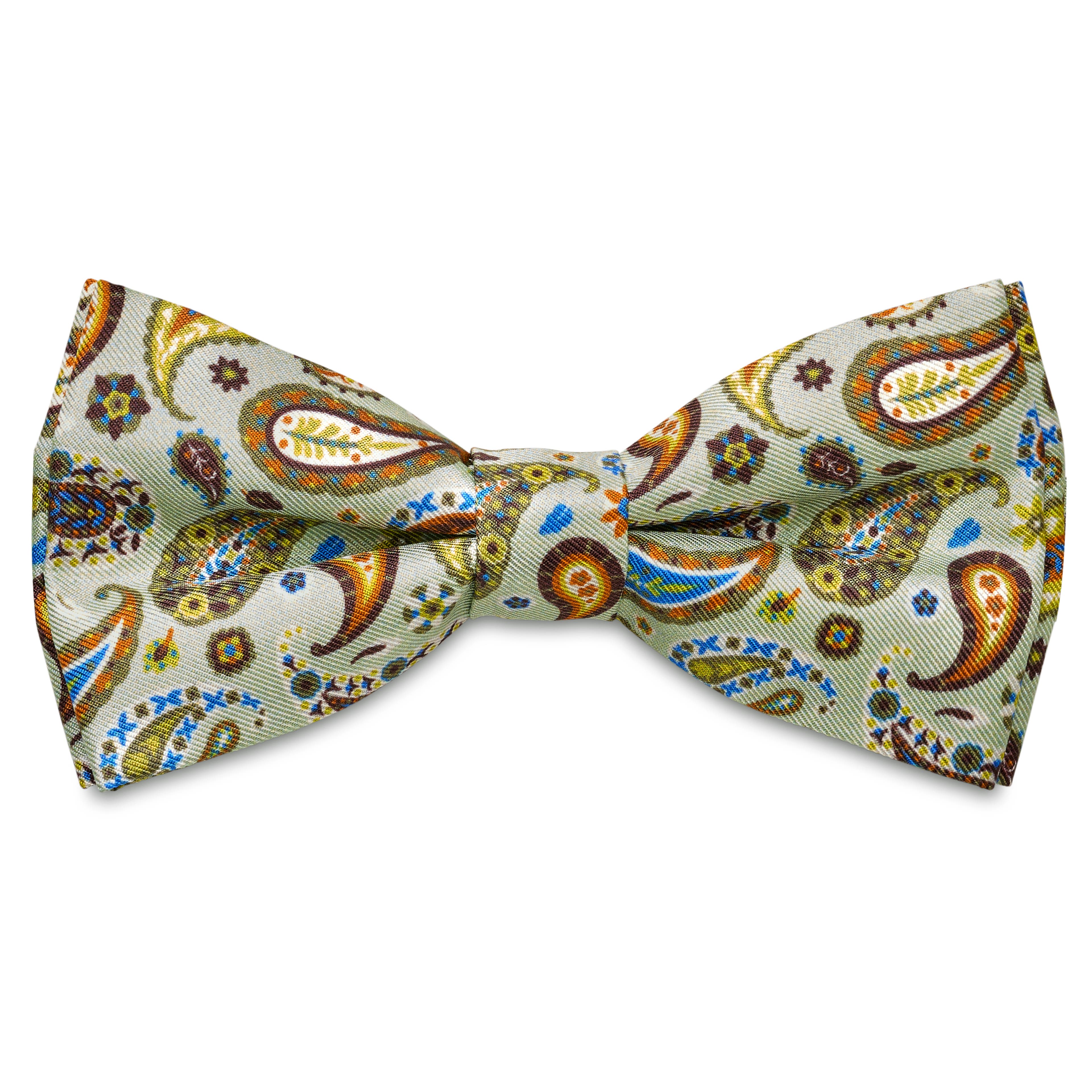 Virtuo | Nœud papillon pré-noué en soie à motifs cachemire vert menthe Virtuo | Nœud papillon pré-noué en soie à motifs cachemire vert menthe