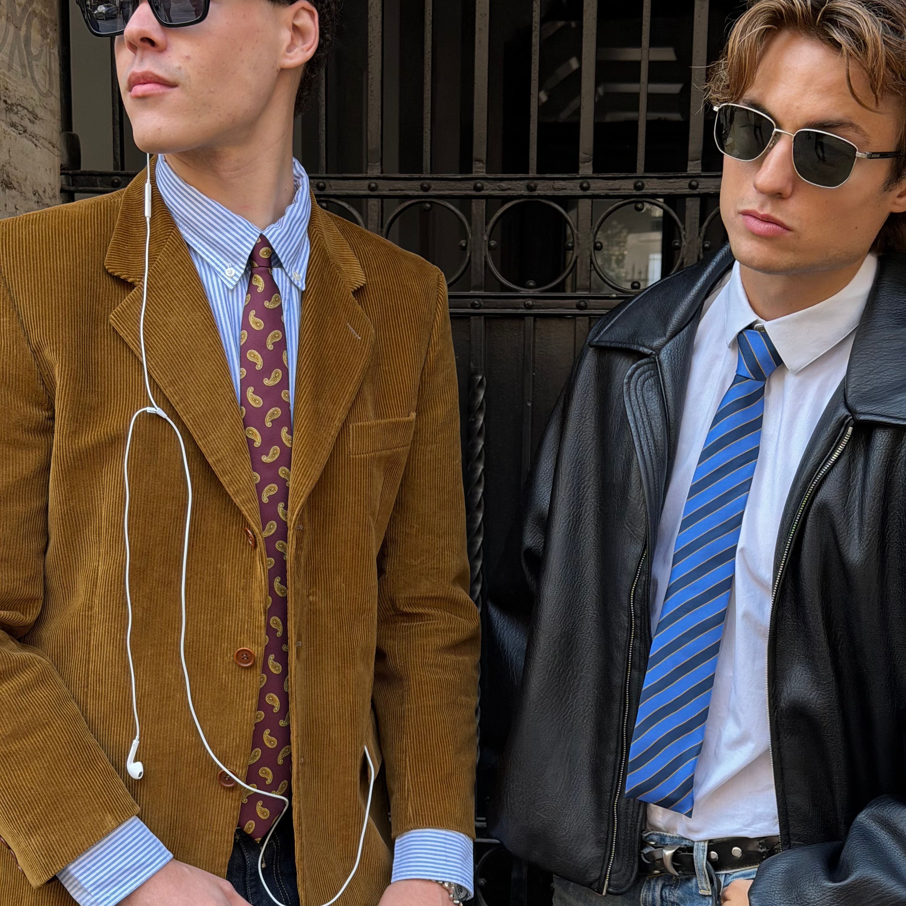 The Intro | Corbata Cut Off de seda con rayas azules - 7