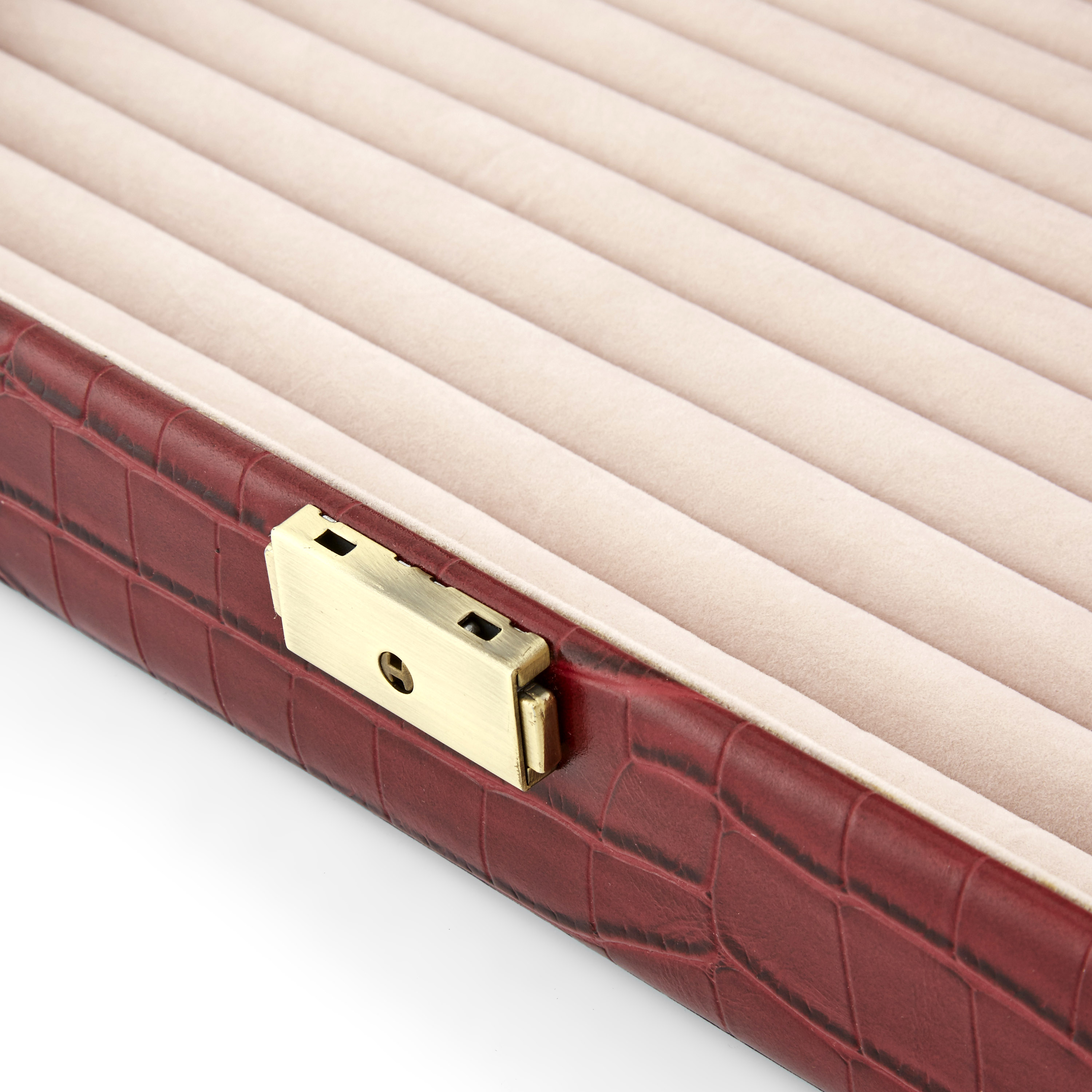 Crimson Alligator Patterned Wood Cufflinks Box - 4