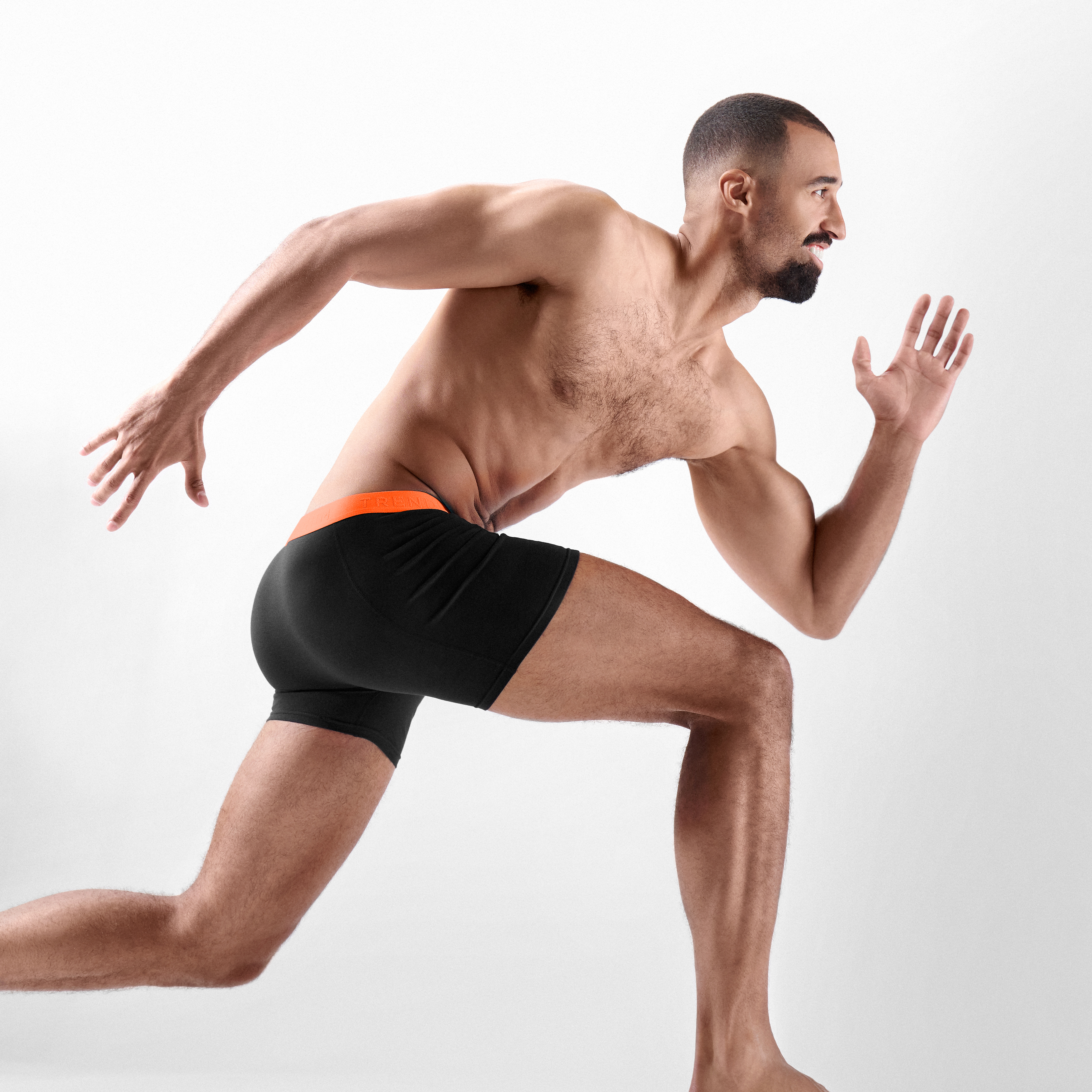 Large - FlexFeel | 10-Pack Black Cotton Boxer Briefs with Neon Orange Waistband - 4