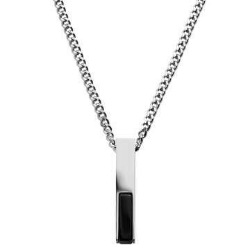 Cruz | Silver-Tone Stainless Steel & Black Onyx Necklace