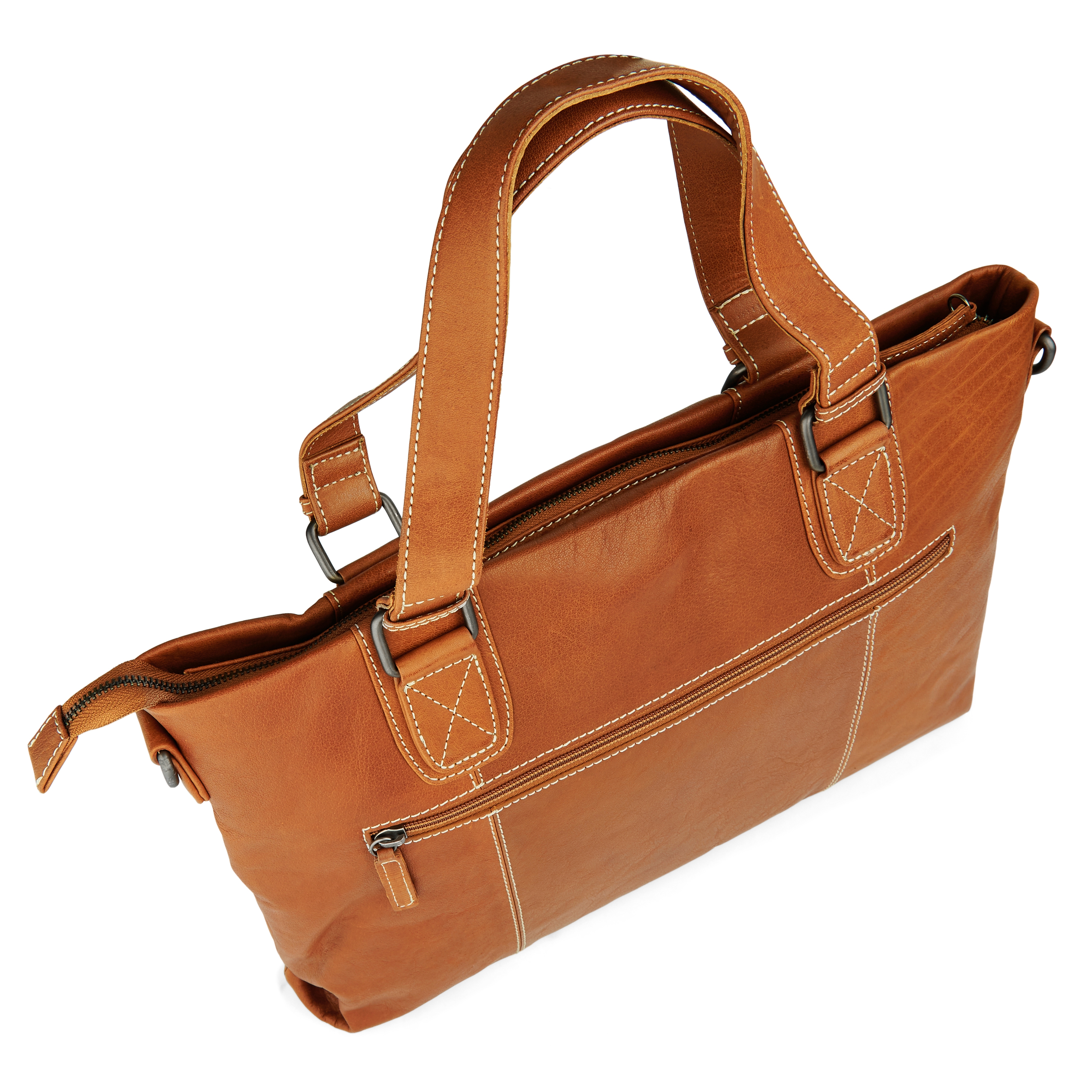 Oxford Klassisk Lysebrun Skulderveske av Skinn - 6