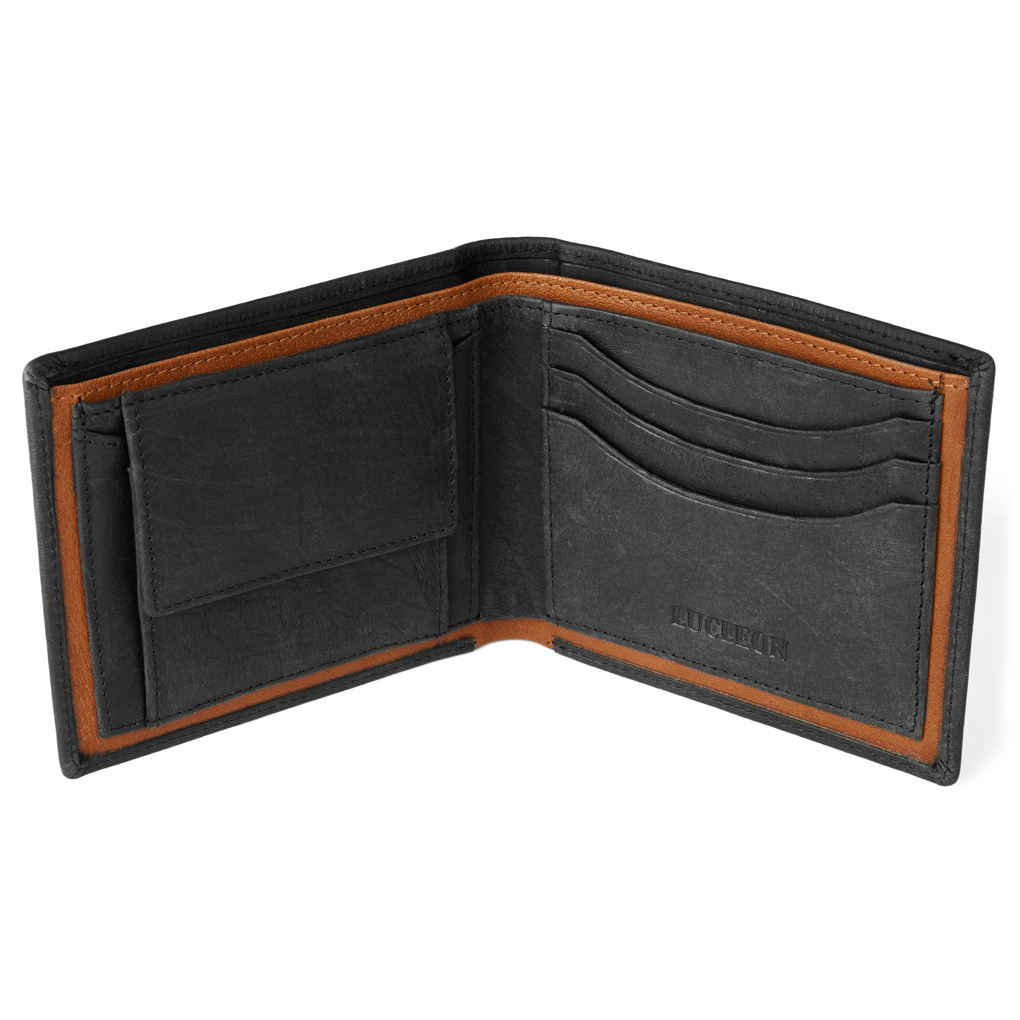 Oxford Klassisk Svart og Lysebrun Skinnlommebok - 6