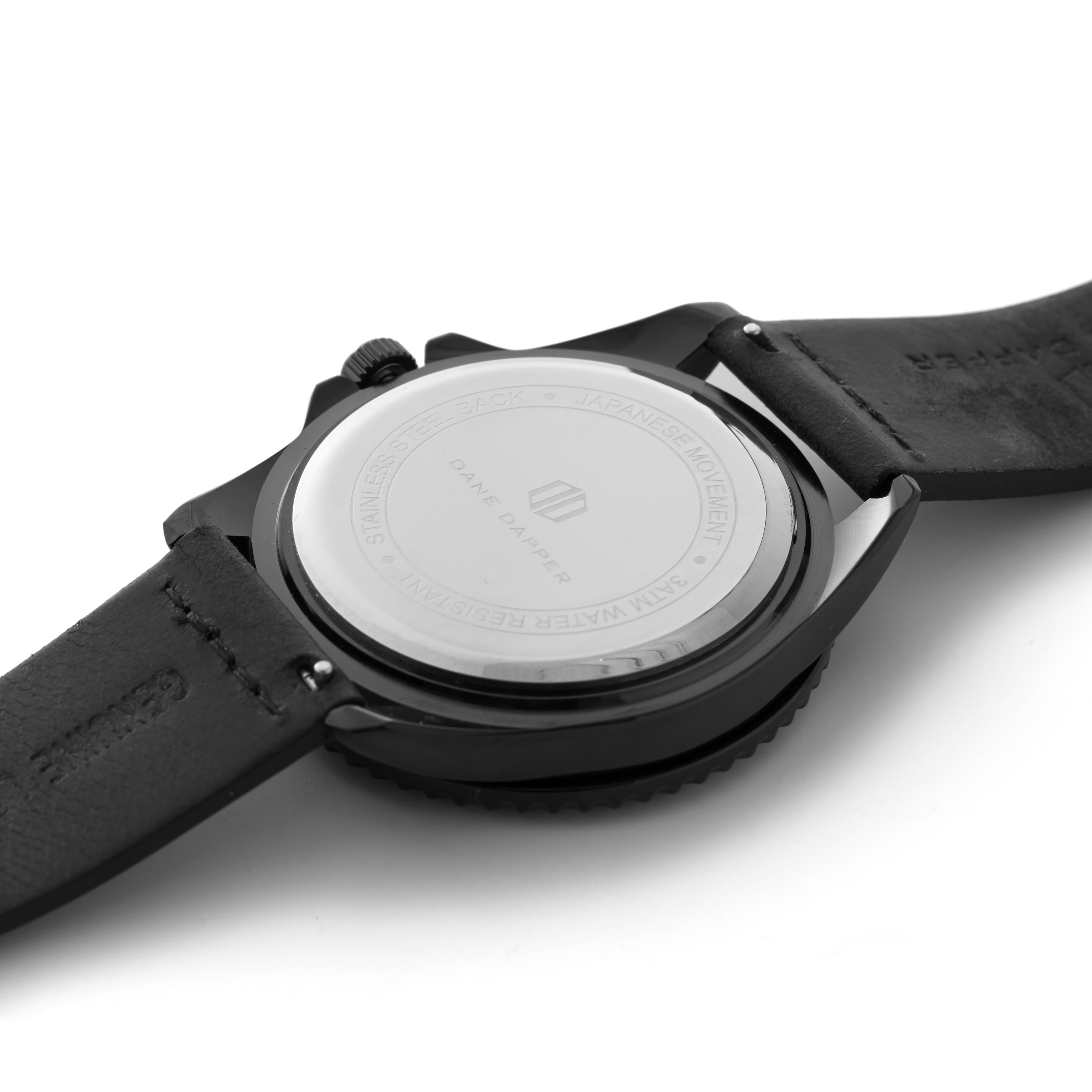 Black Leather Mariner Watch - 3