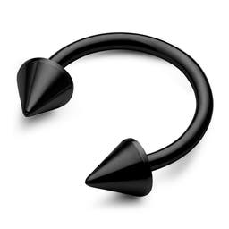 Circular barbell de titanio negro con pinchos de 10 mm