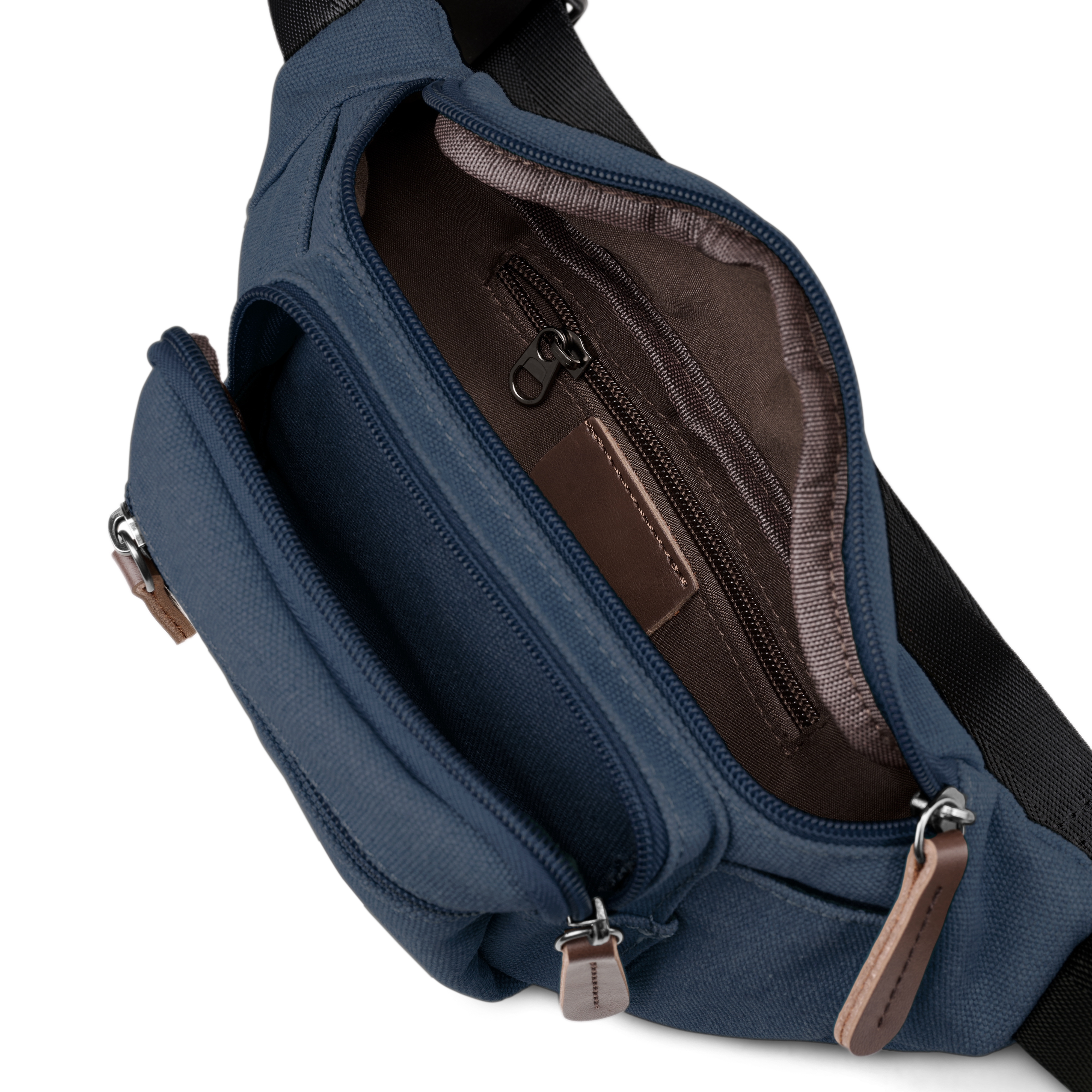 Jeansblå Midjeväska i Canvas med Bruna Läderdetaljer - 4