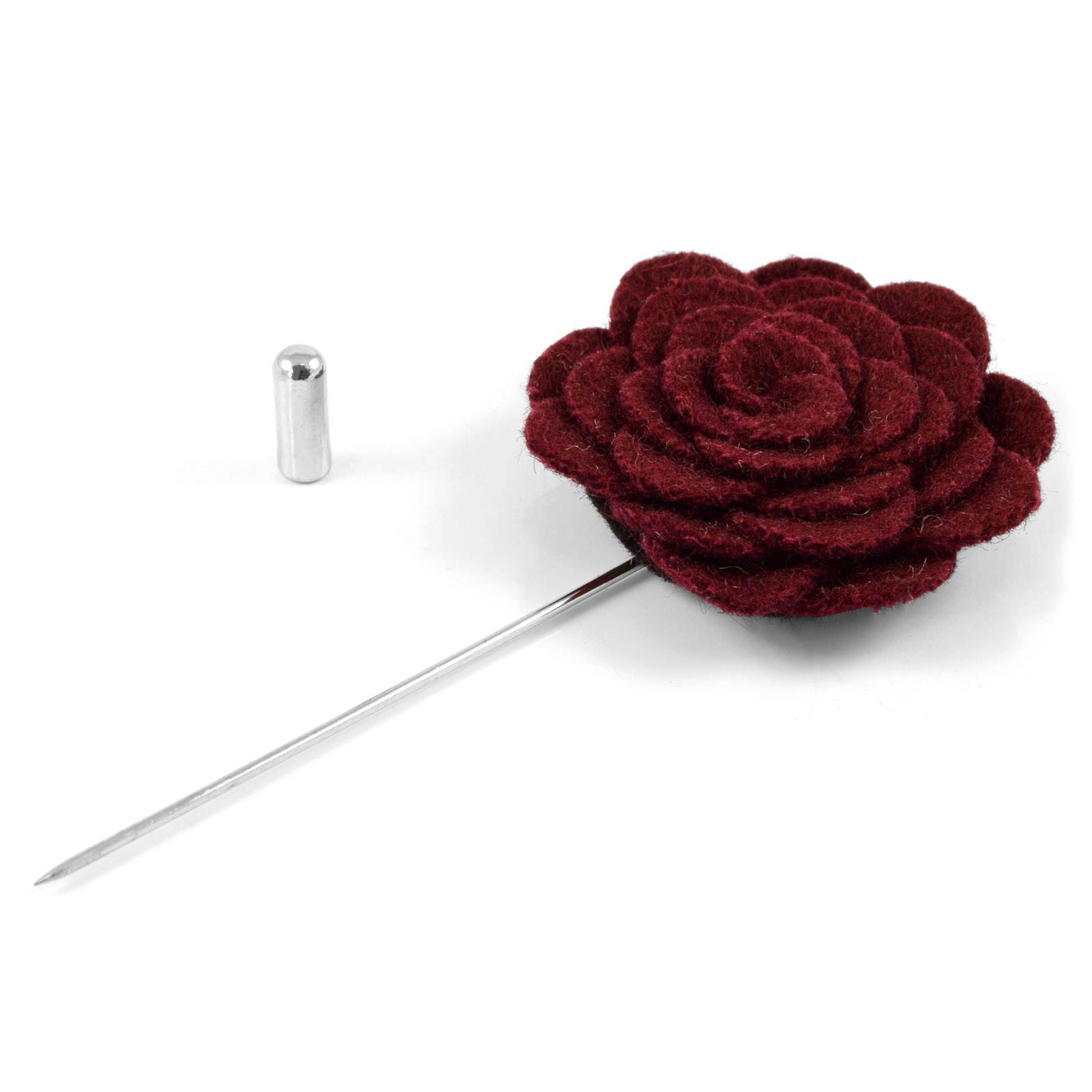 Игла за ревер с роза в цвят бордо - 2