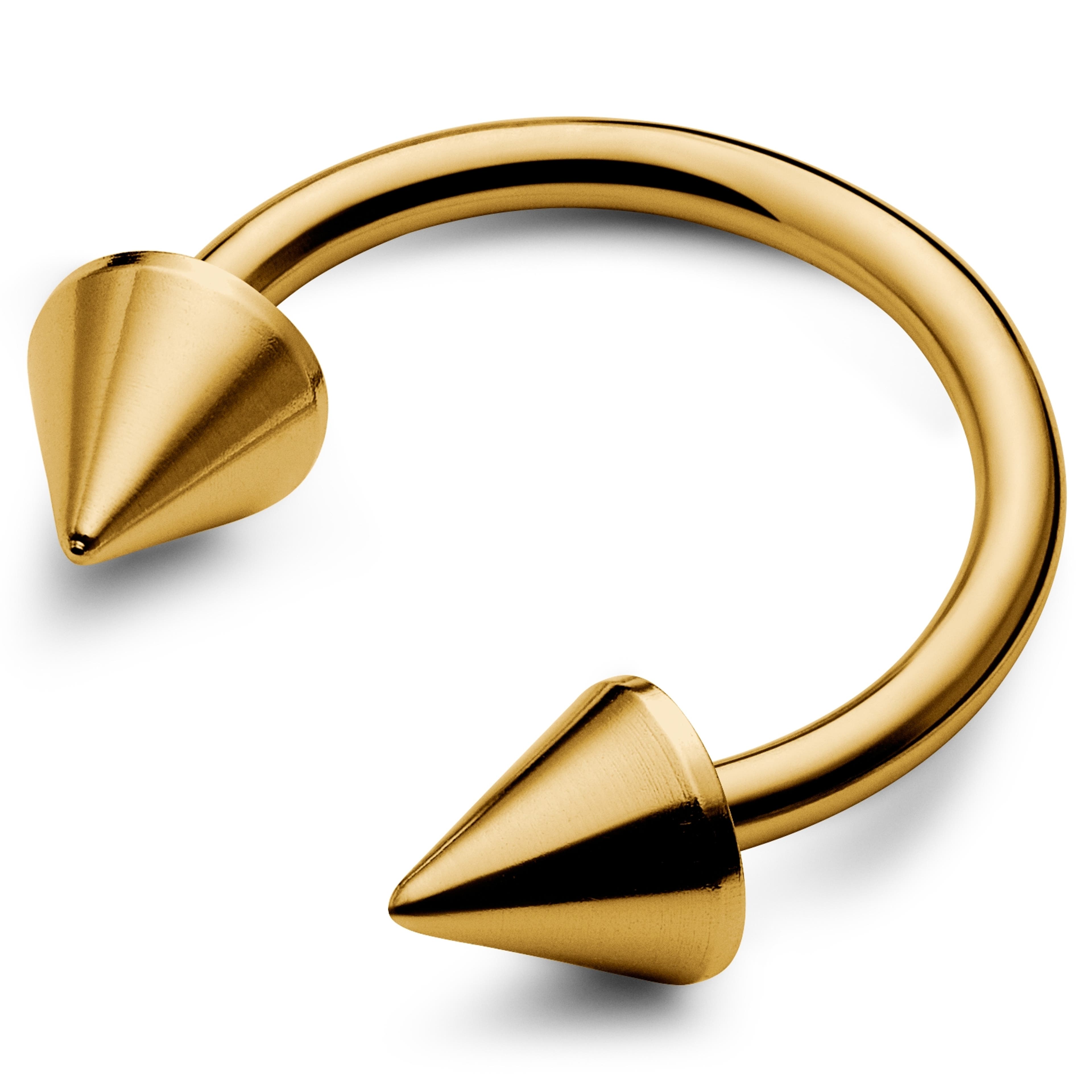 1/2" (12 mm) Gold-Tone Spiked Titanium Circular Barbell