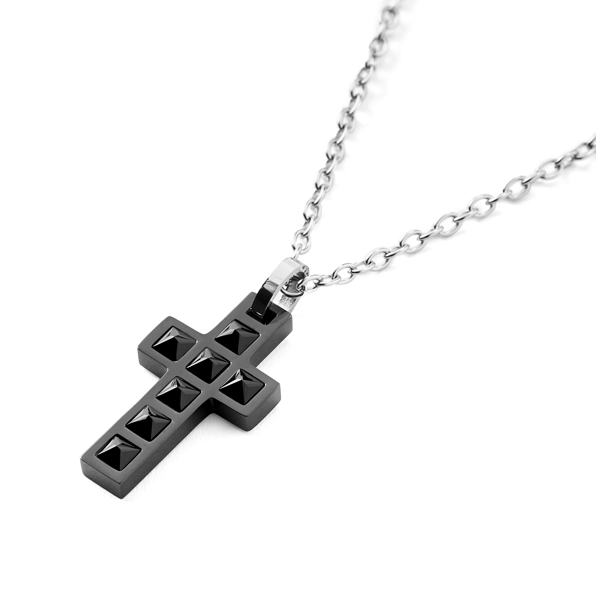 Κολιέ με Μαύρο Σταυρό Studded - 2