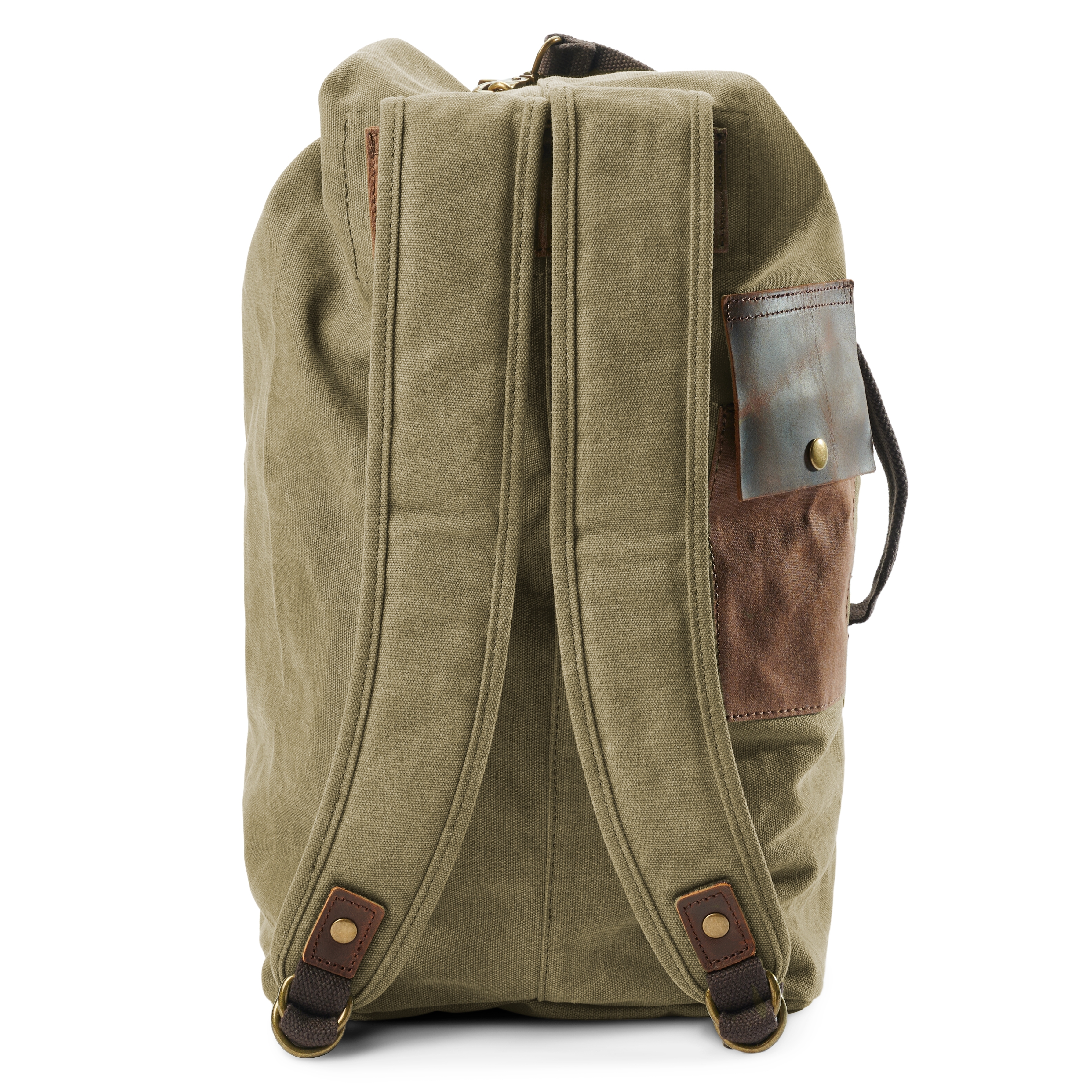 Zaino in stile vintage in tela verde militare  - 6