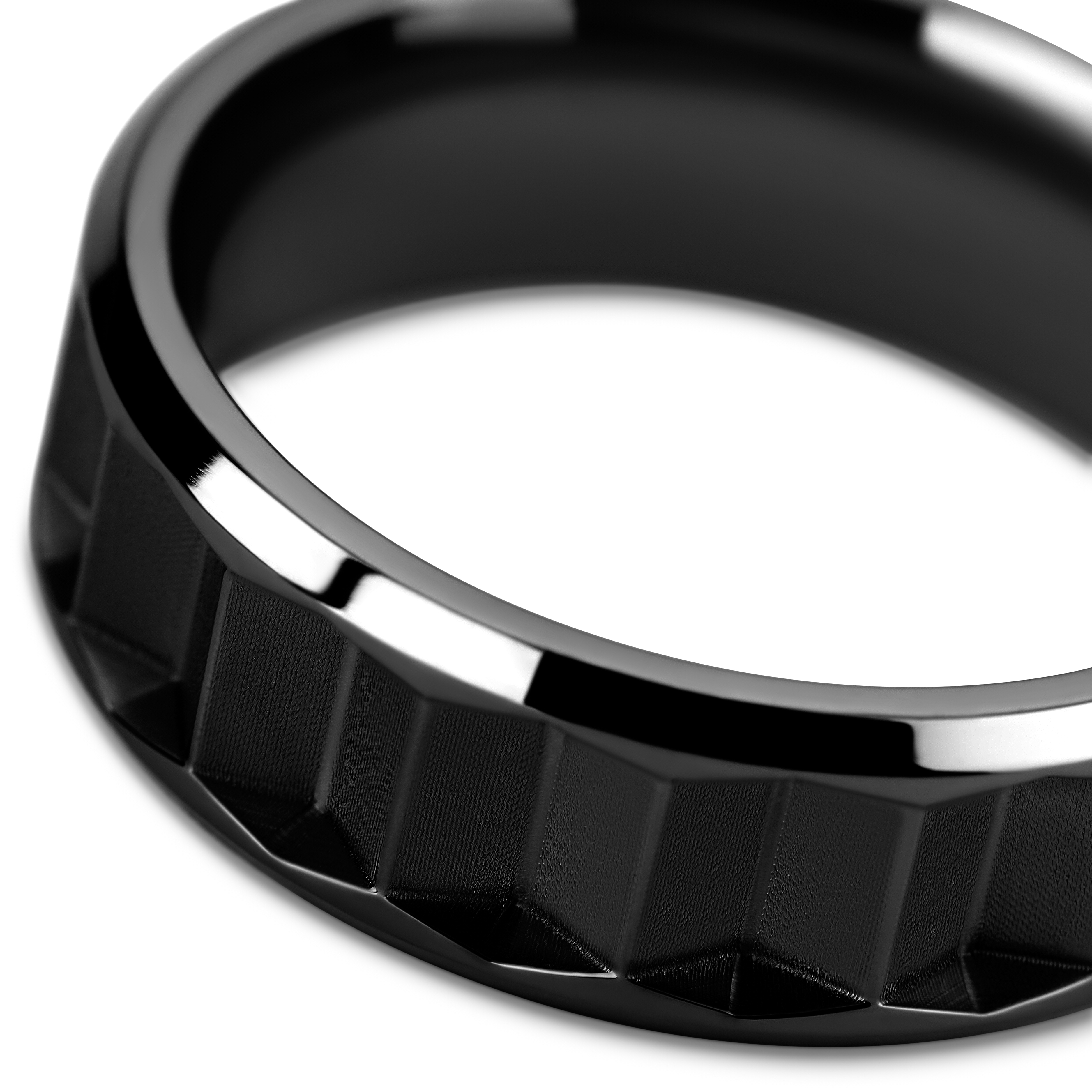 Hyperan | 8 mm Μαύρο Δαχτυλίδι Τιτανίου Prism - 3