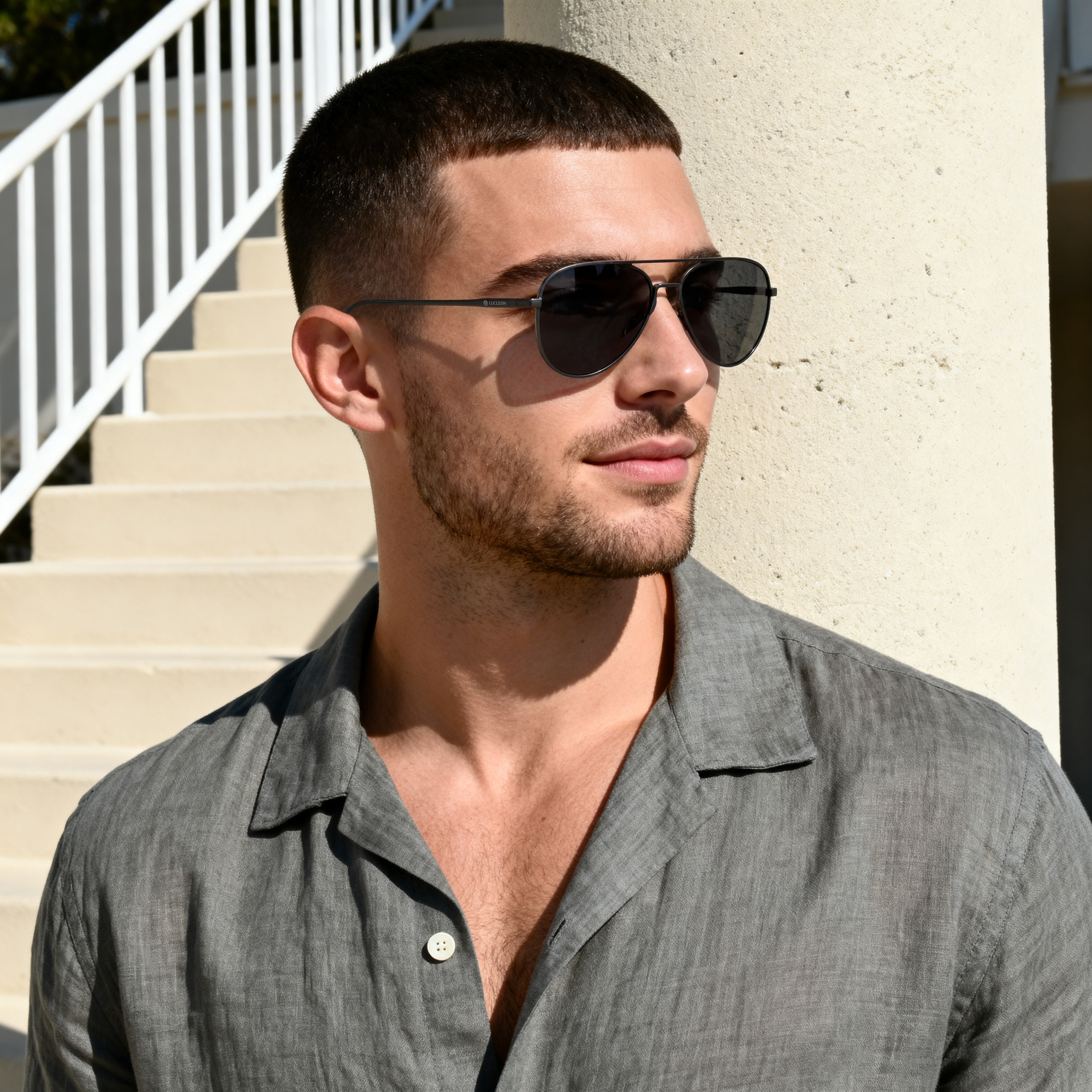 Черни опушени поляризирани авиаторски слънчеви очила - 3