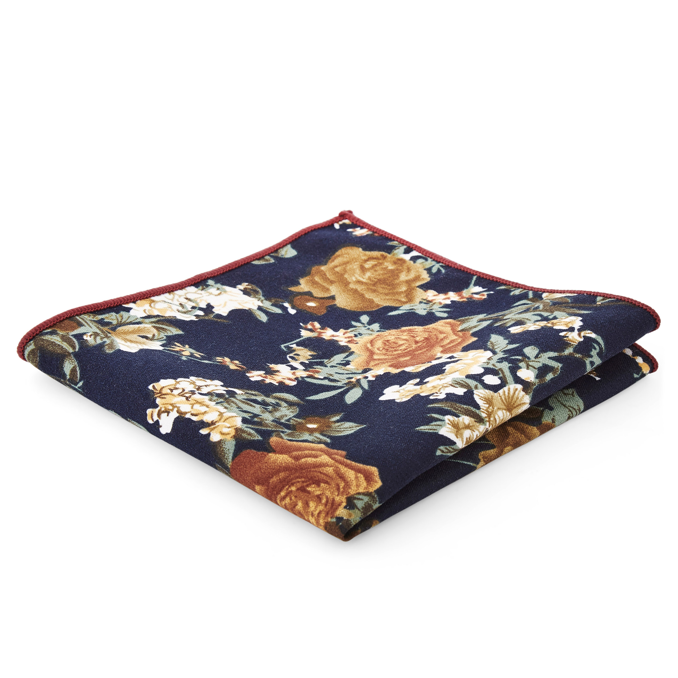 Mørkeblå Blomstret Lommeklud - 1