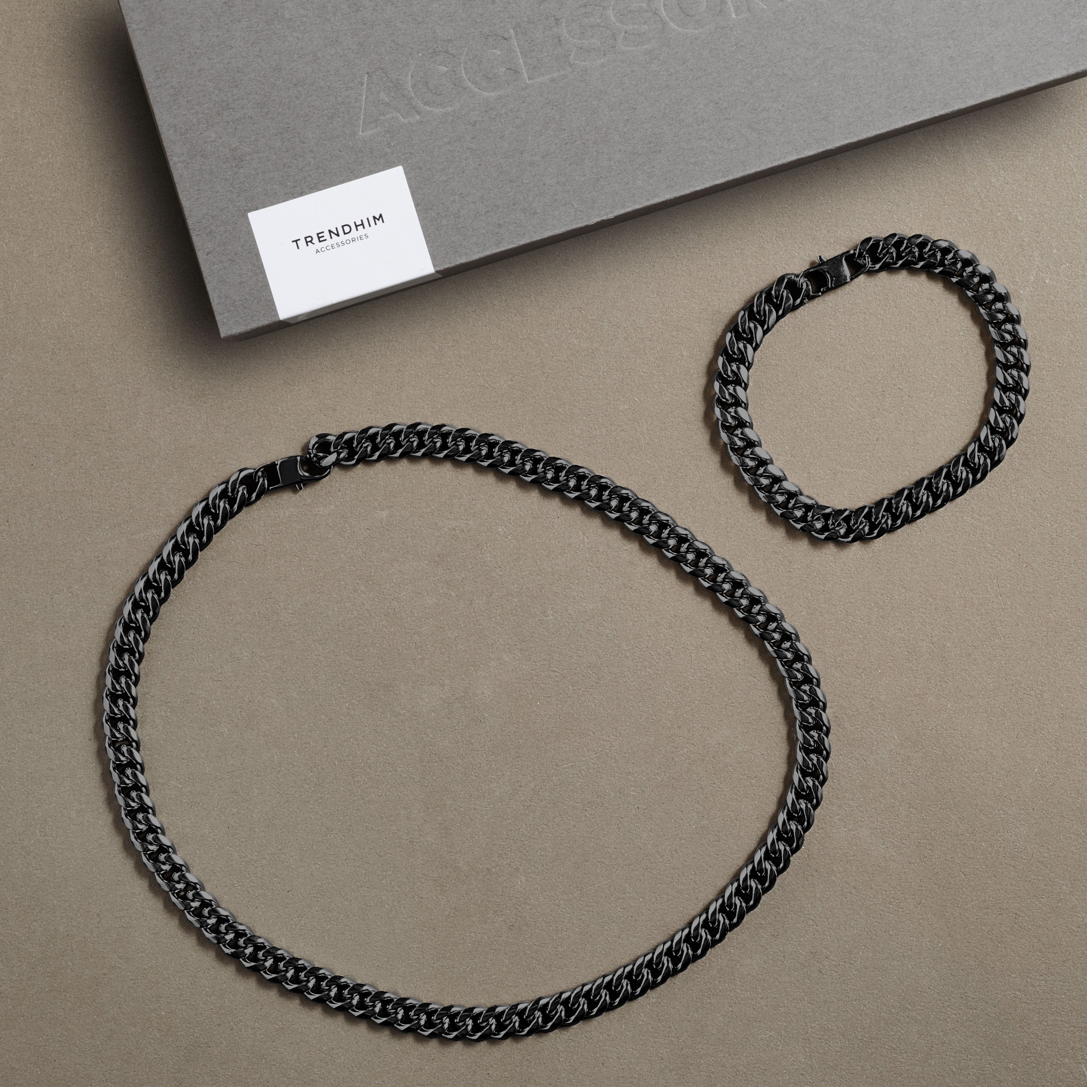 8 mm Sort Kirurgisk Stål Armbånd & Halskæde Gaveæske - 2