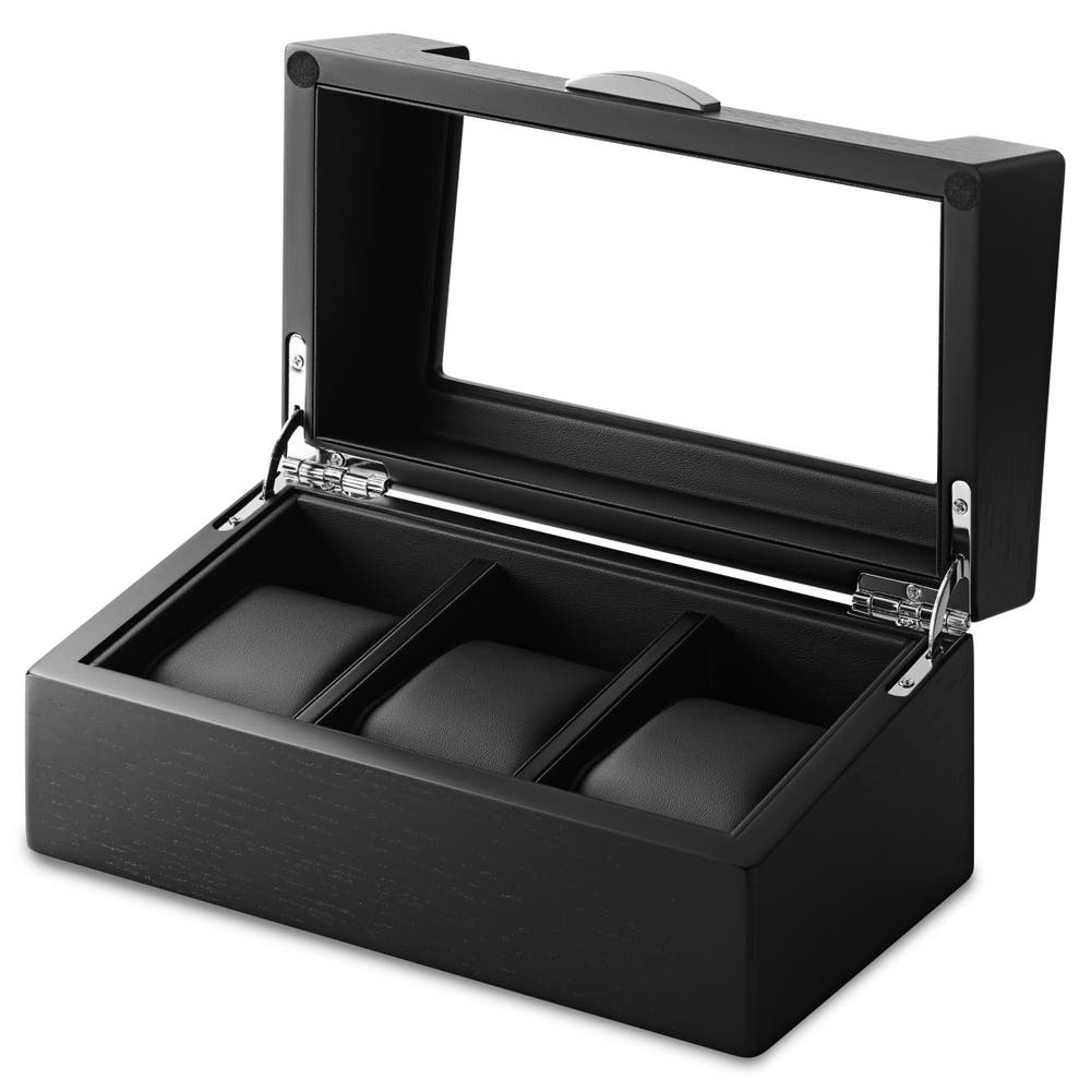 hover: 3 Slot Black Veneer Watch Display Box hover: 3 Slot Black Veneer Watch Display Box