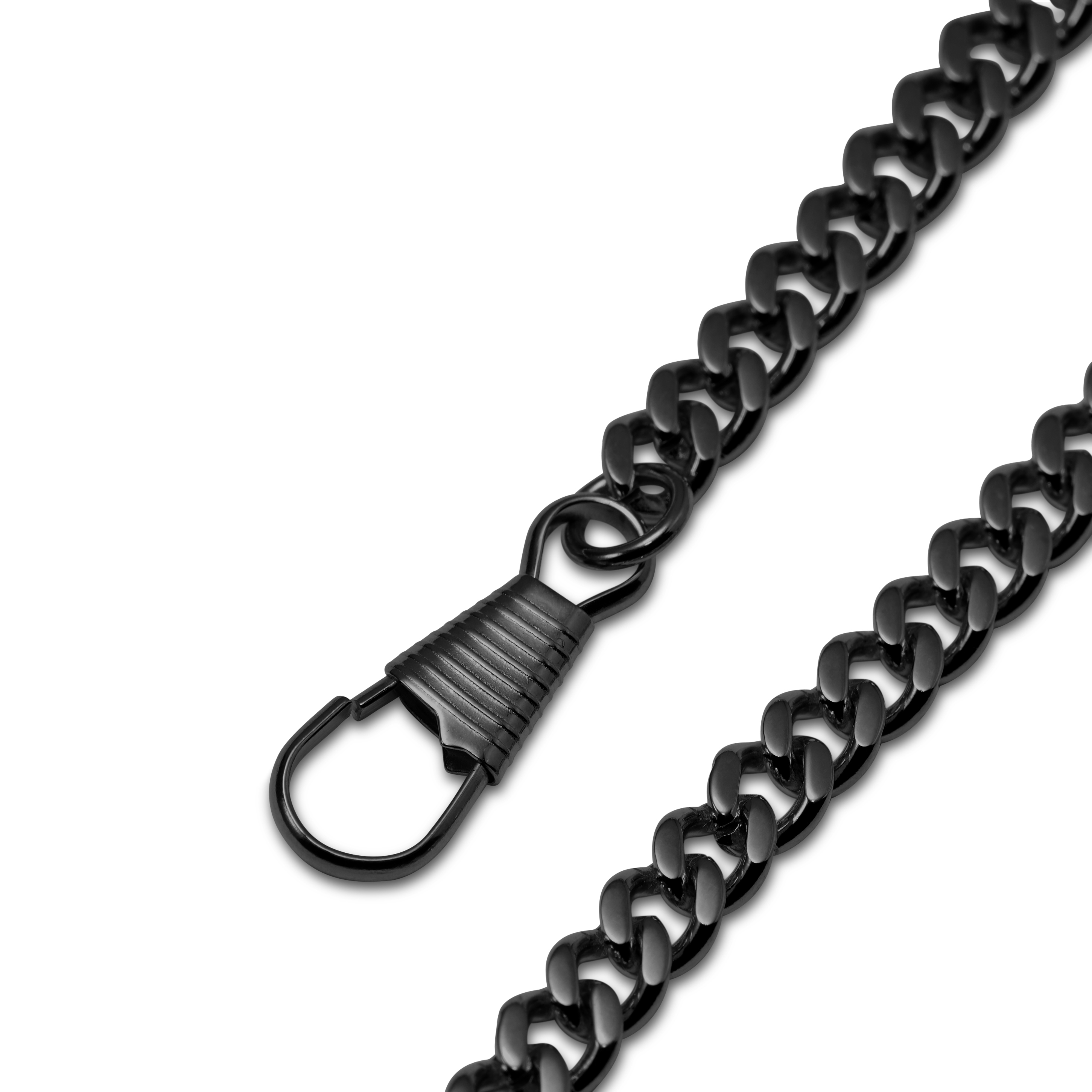 Black Steel T-Bar Pocket Watch Chain - 4