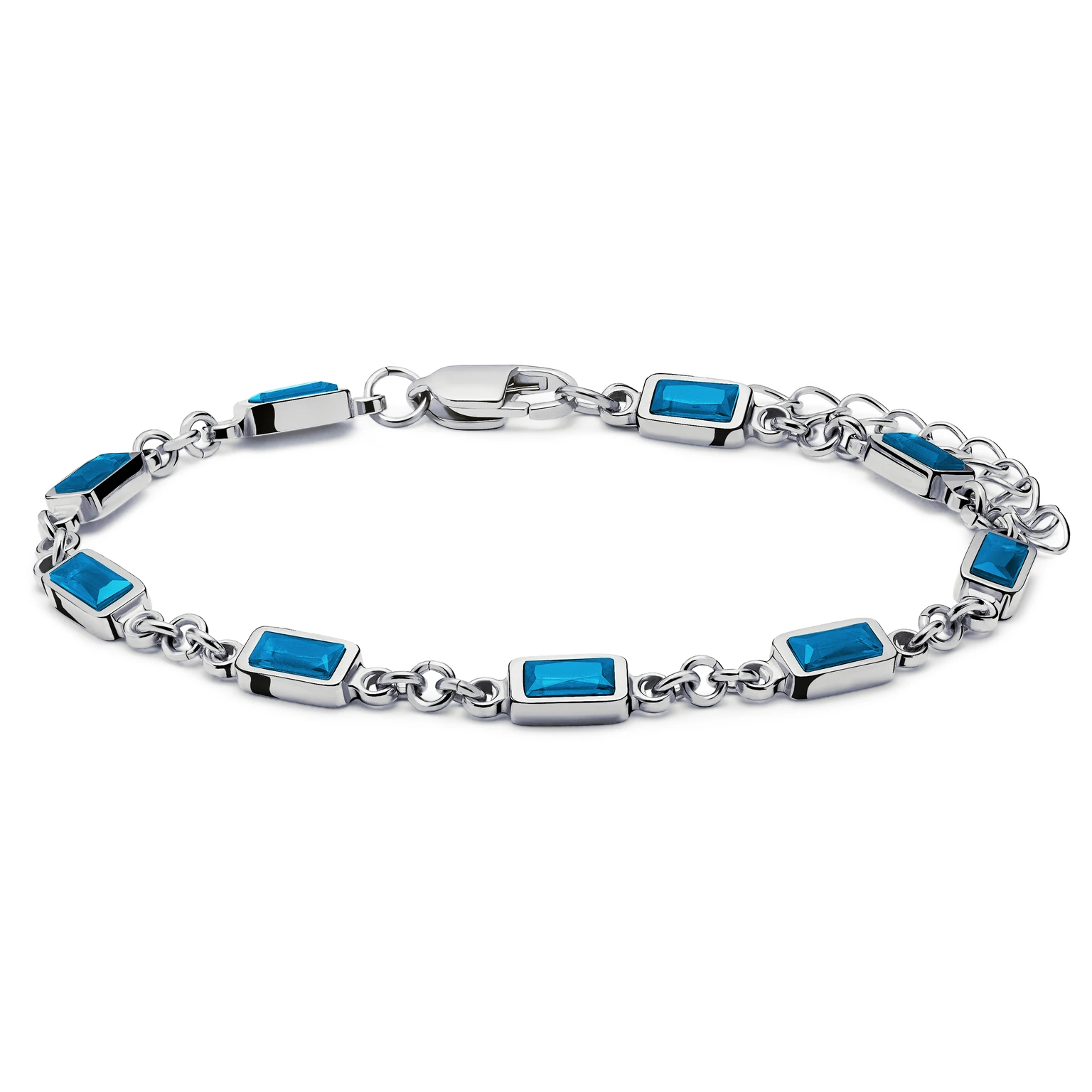 Prism | Sølvtonet armbånd med blå glassteiner Prism | Sølvtonet armbånd med blå glassteiner