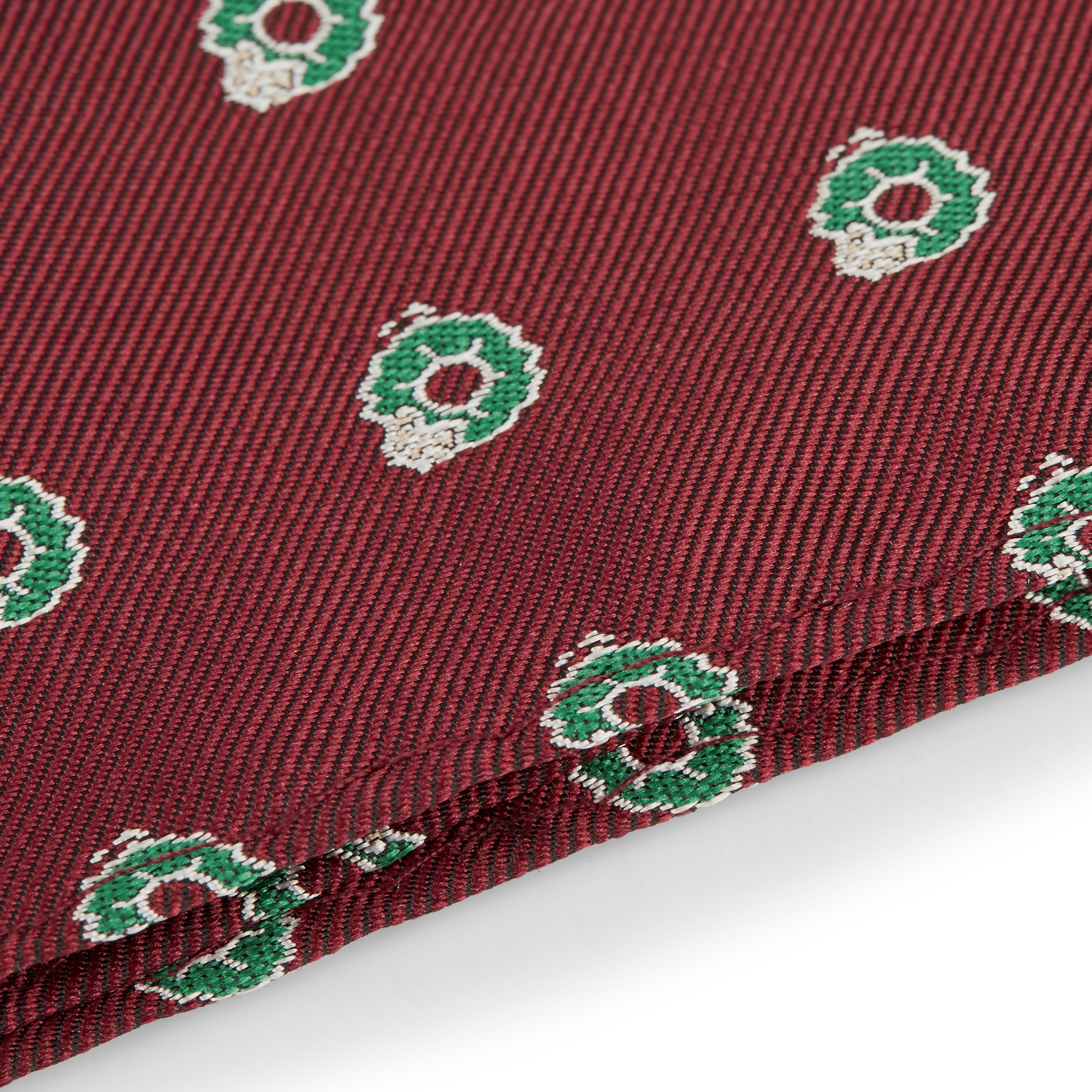 Burgundy Christmas Wreath Pocket Square - 2