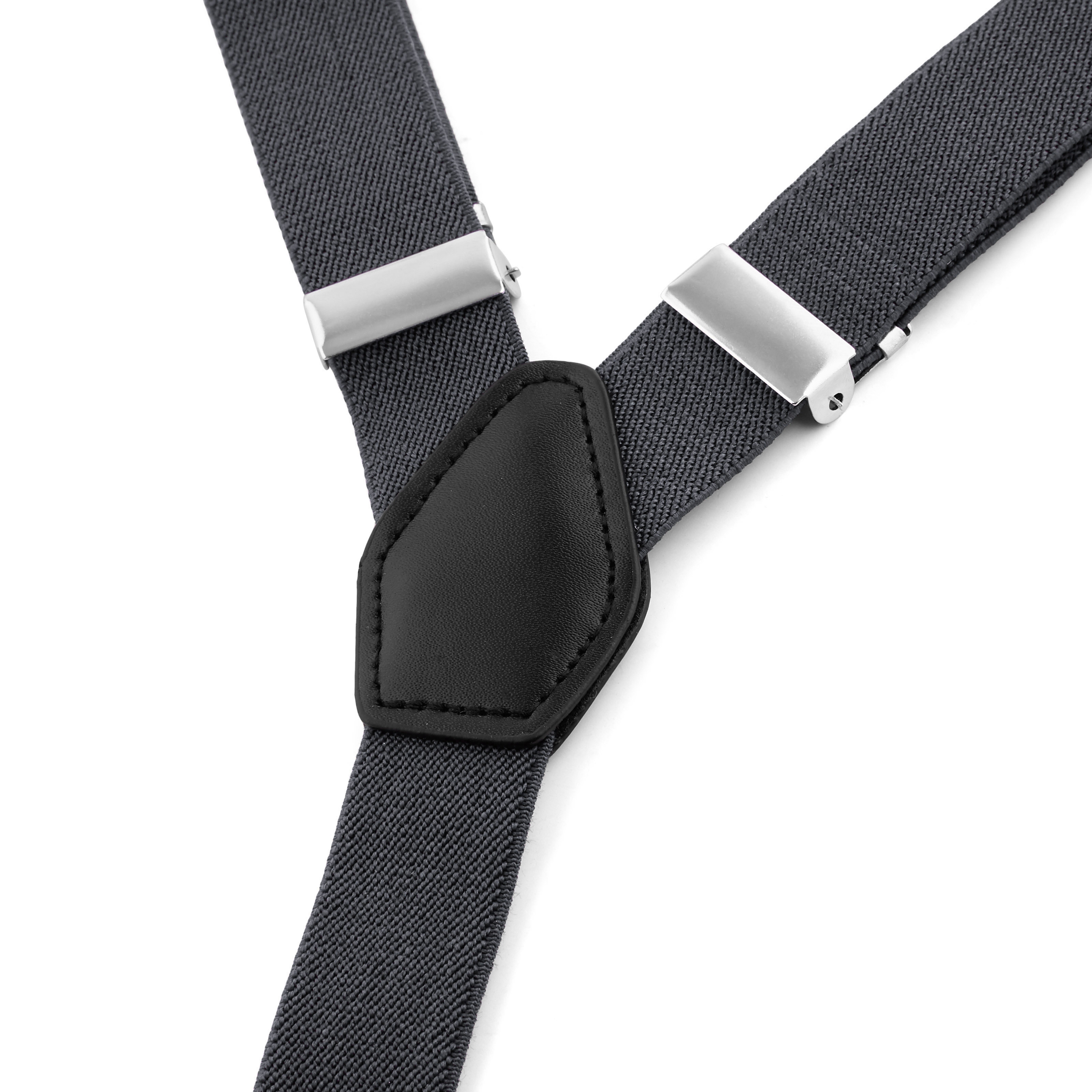 Тесни тъмносиви тиранти с клипс - 3